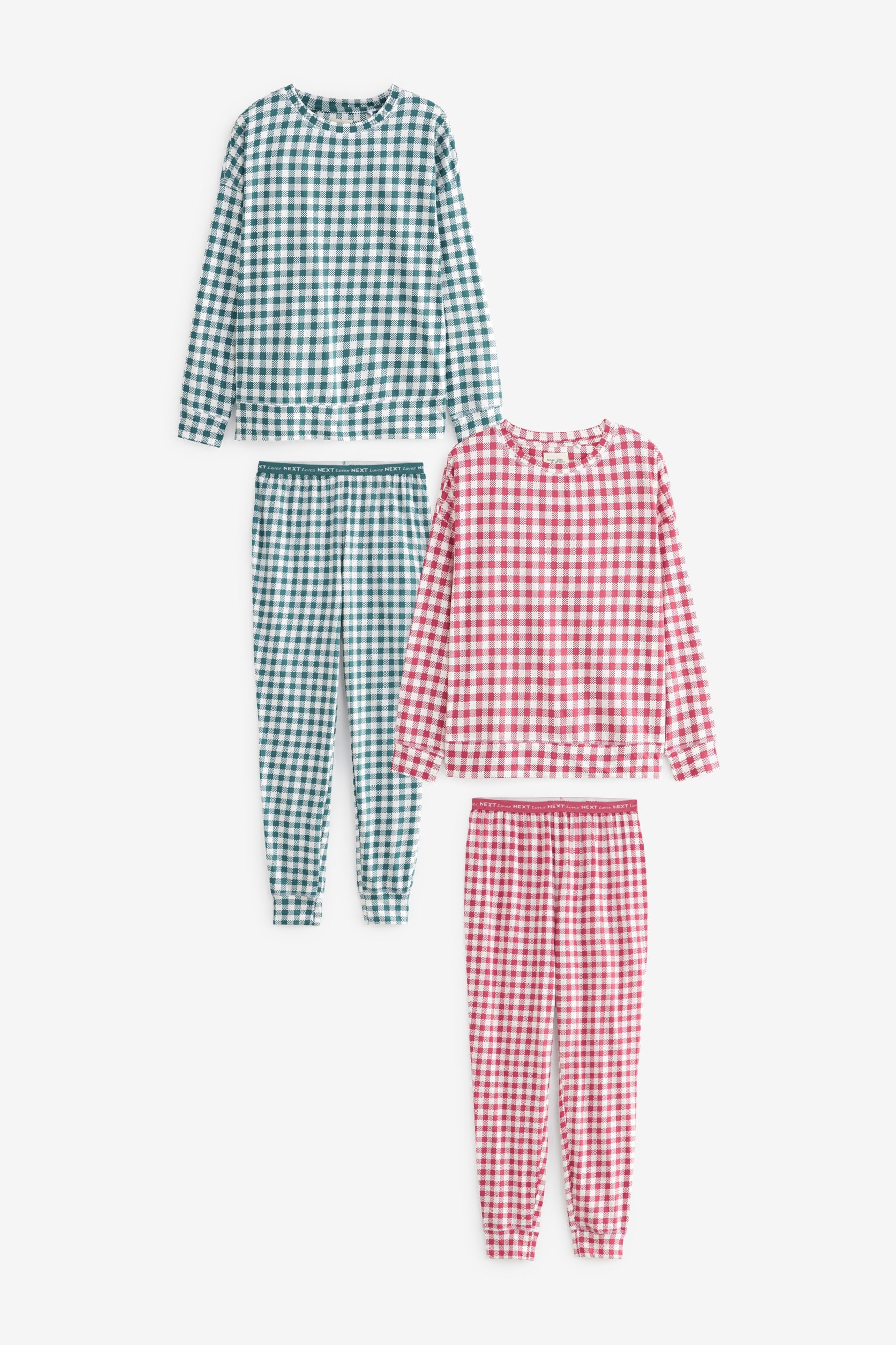 Blue/Pink Cotton Long Sleeve Pyjamas 2 Pack - Image 1 of 10
