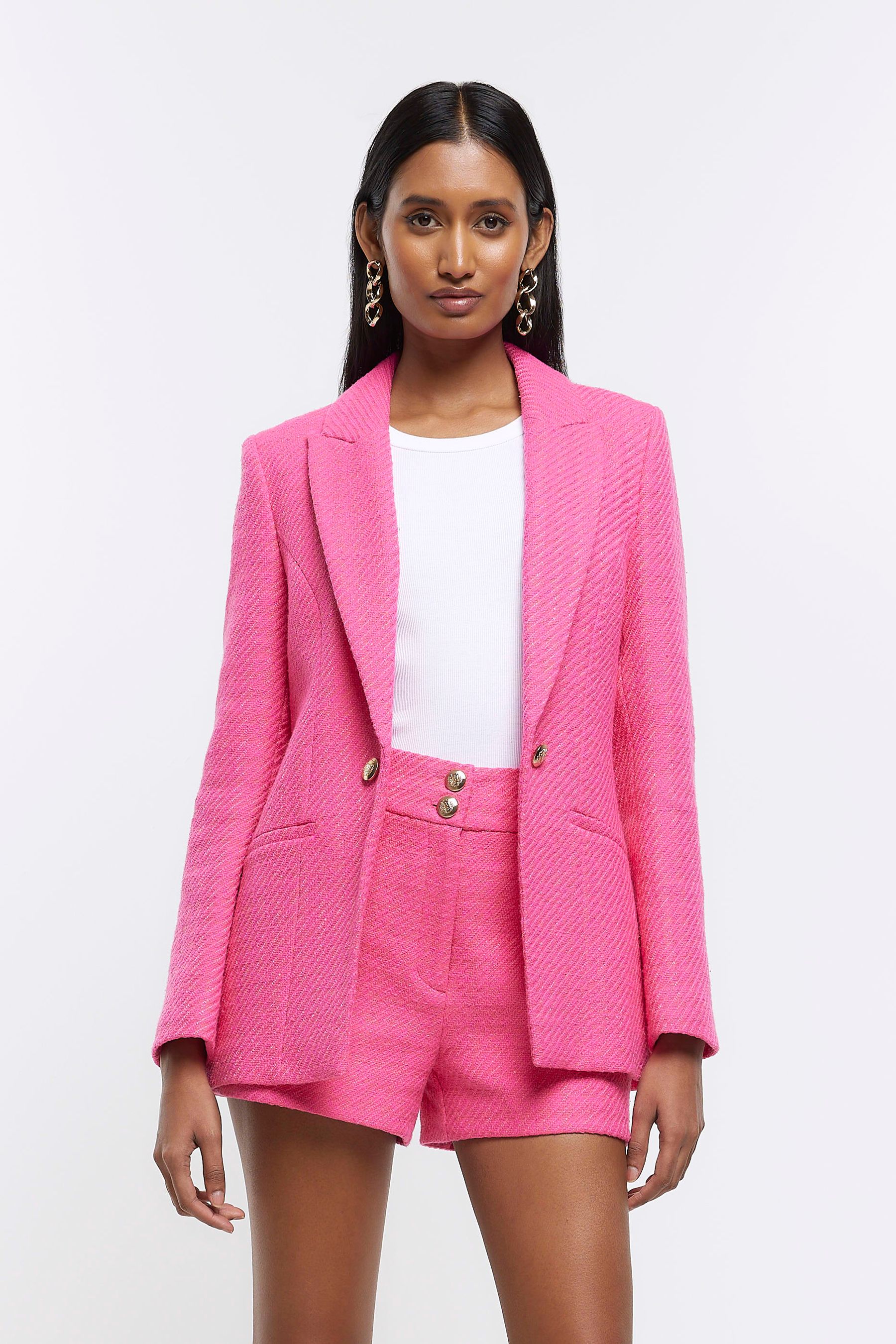 Buy River Island Pink Boucle Blazer from Next Slovakia