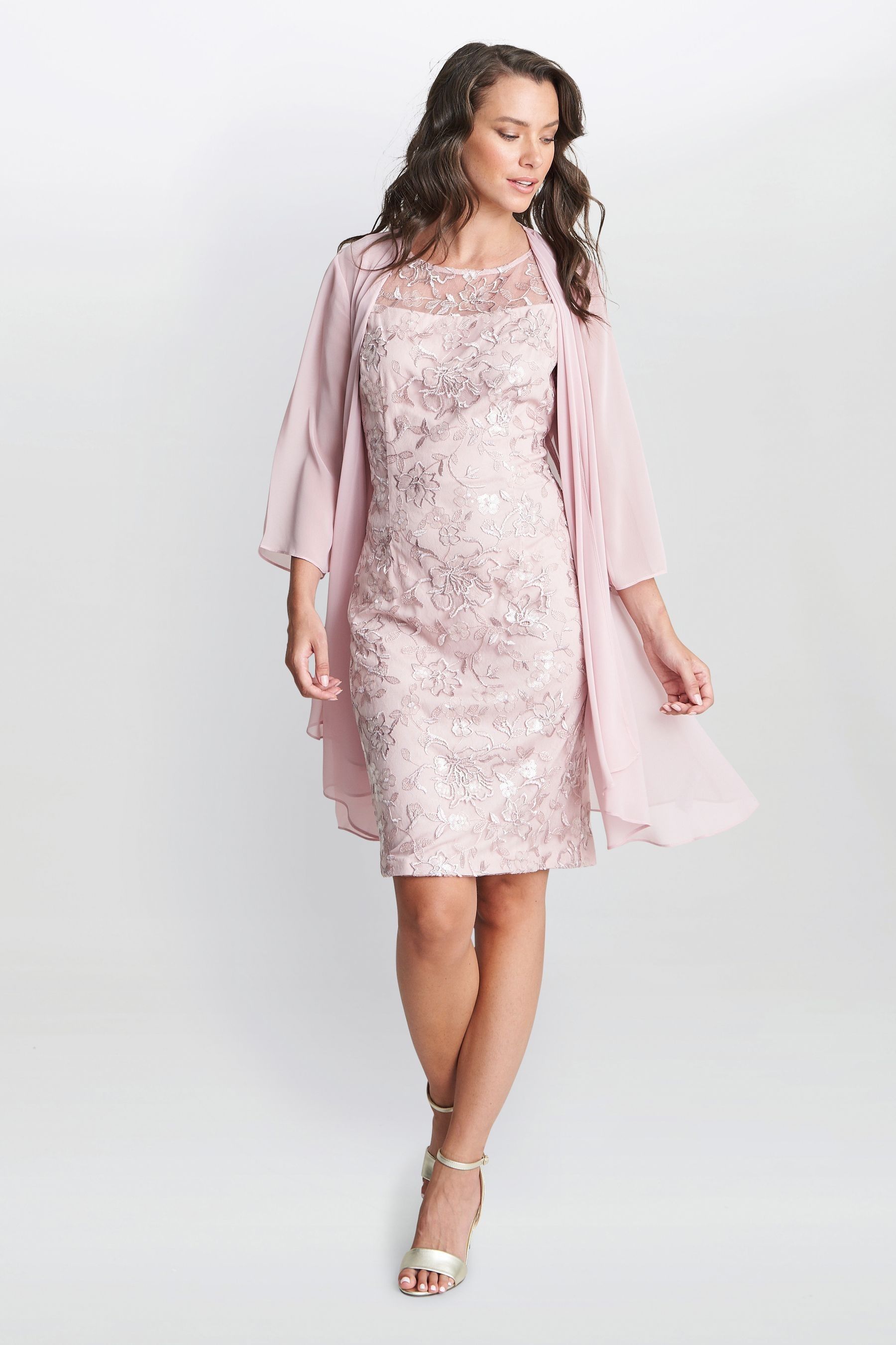 Gina bacconi embroidered dress deals