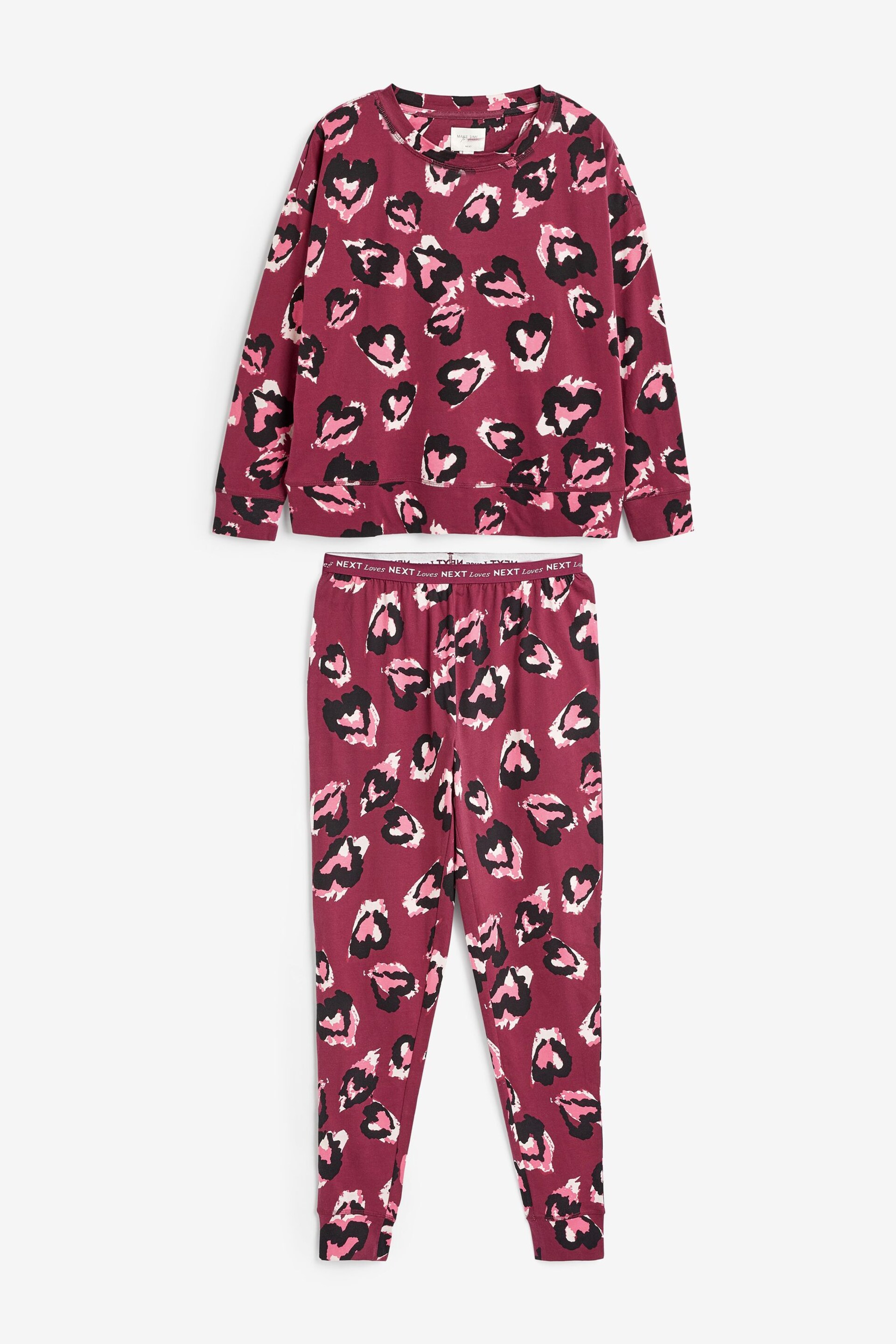 Berry Red Cotton Long Sleeve Pyjamas - Image 6 of 10