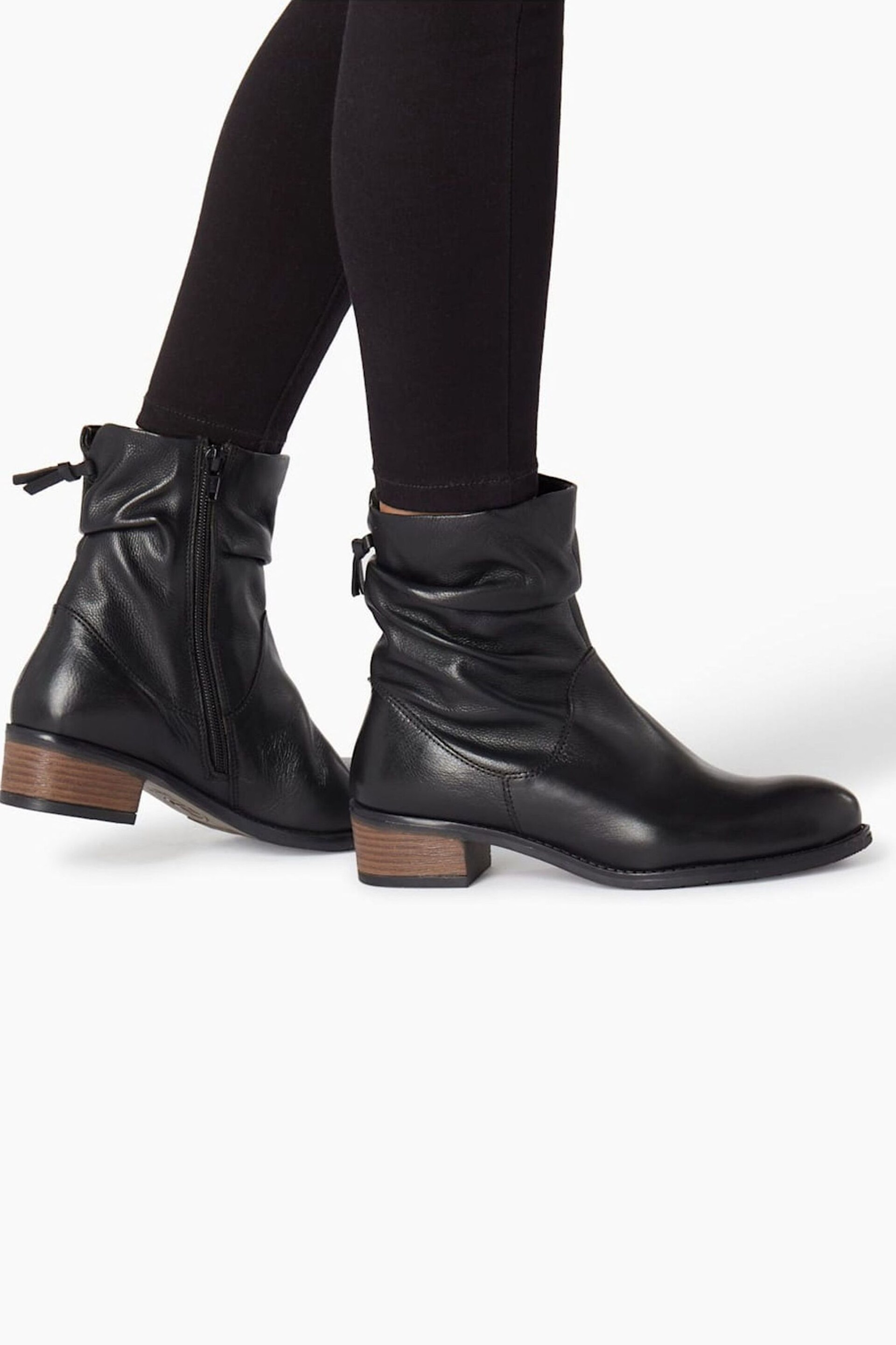 Dune London Black Wide Fit Paxan Buckle Detail Heeled Ankle Boots - Image 1 of 8