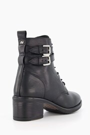 Dune London Black Wide Fit Paxan Buckle Detail Heeled Ankle Boots - Image 5 of 8