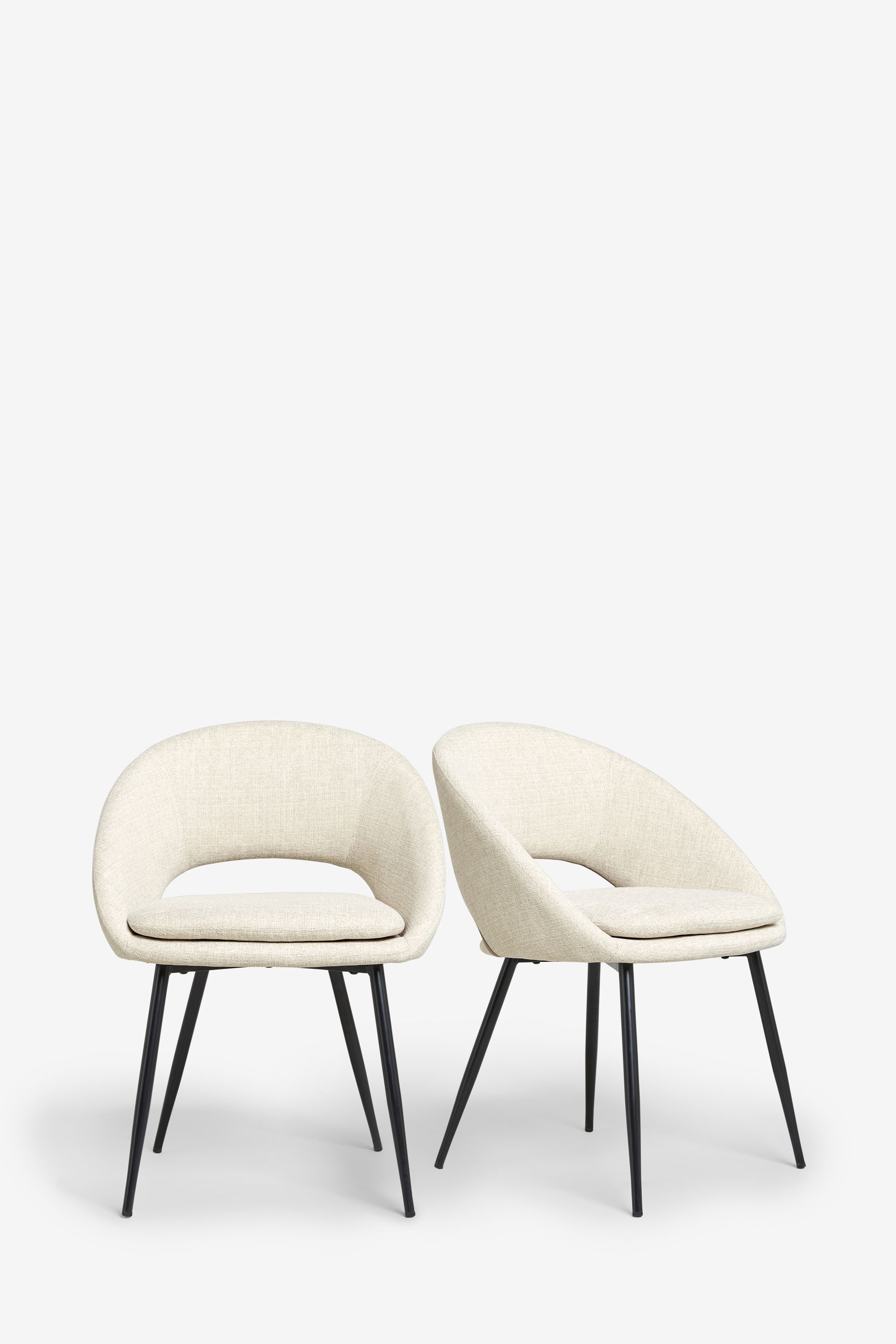 Buy Set of 2 Tweedy Plain Natural Hewitt Black Leg Dining Chairs from the Next UK online shop