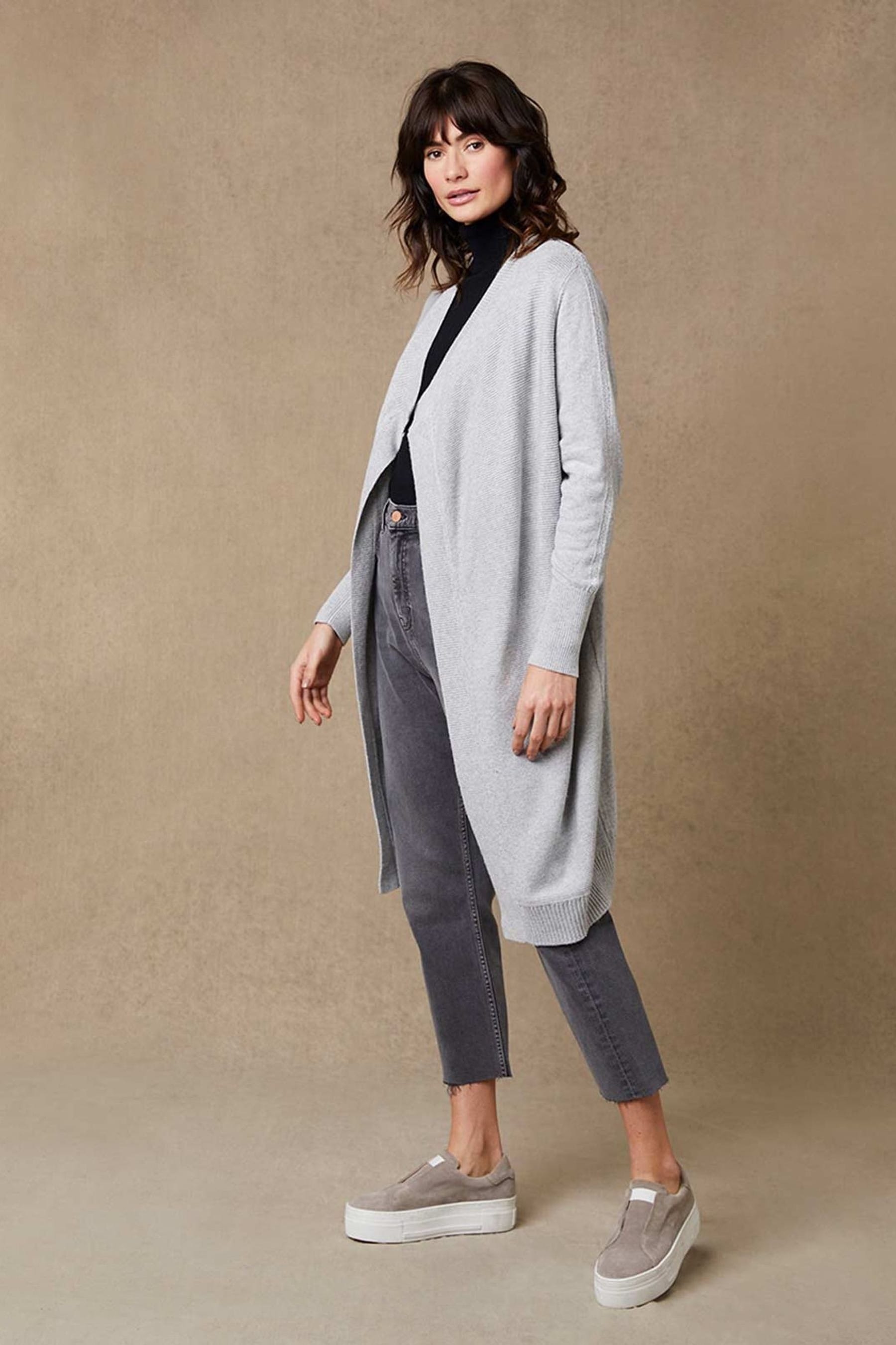 Grey waterfall cardigan outlet