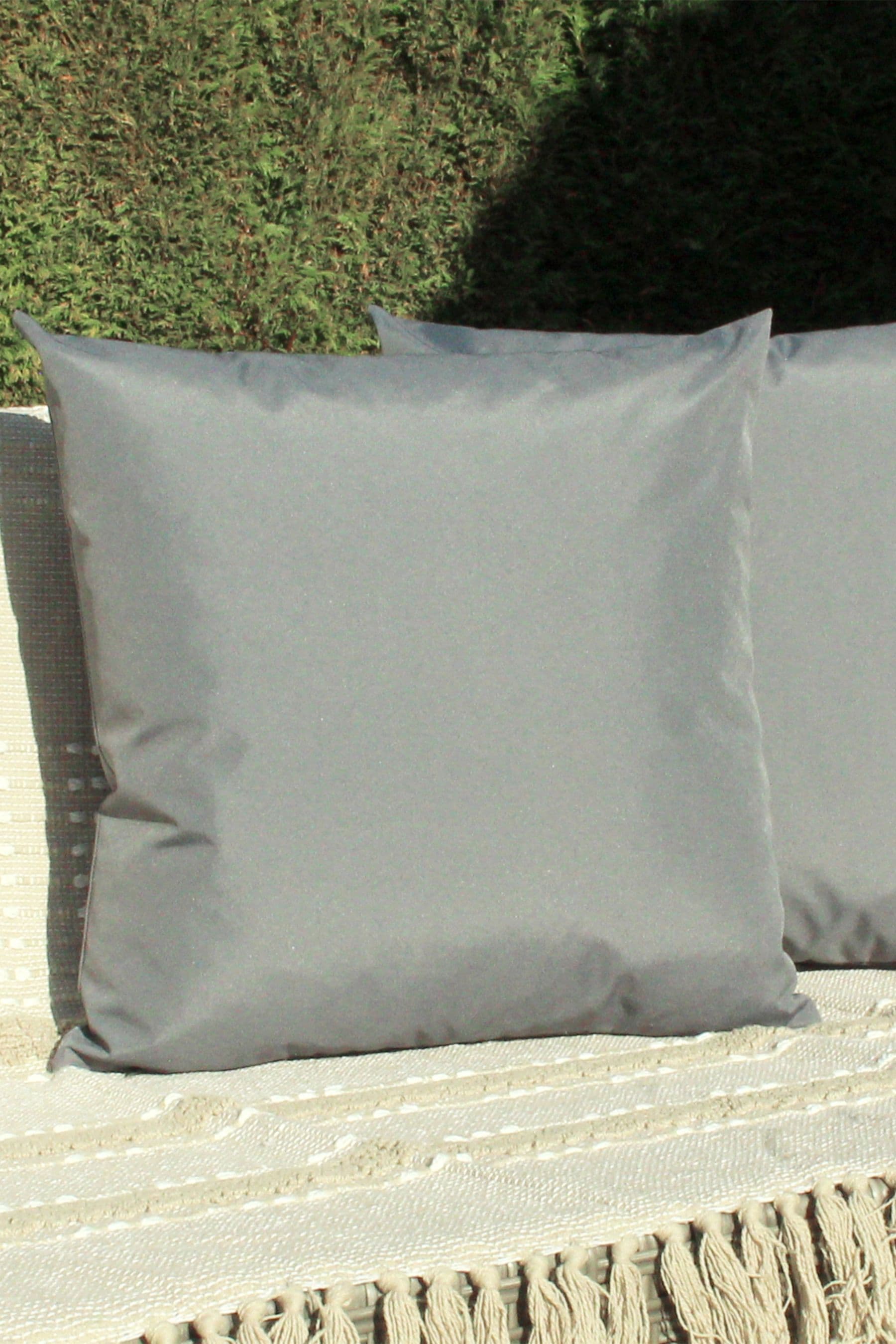 Buy furn. Grey Plain Twin Pack Water UV Resistant Outdoor Cushions from Next Luxembourg