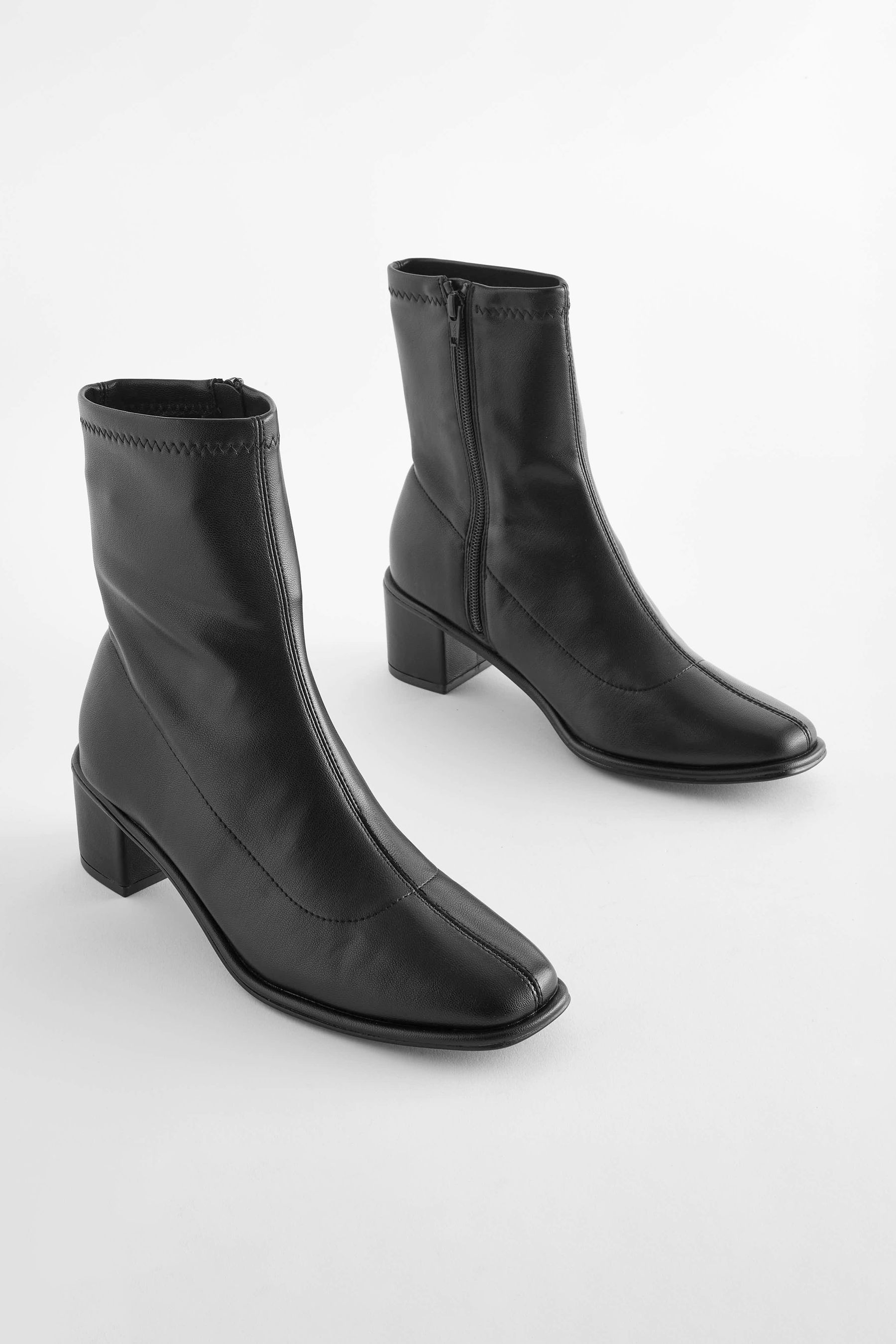 Buy Black PU Regular Wide Fit Forever Comfort Sock Ankle Boots from Next Luxembourg