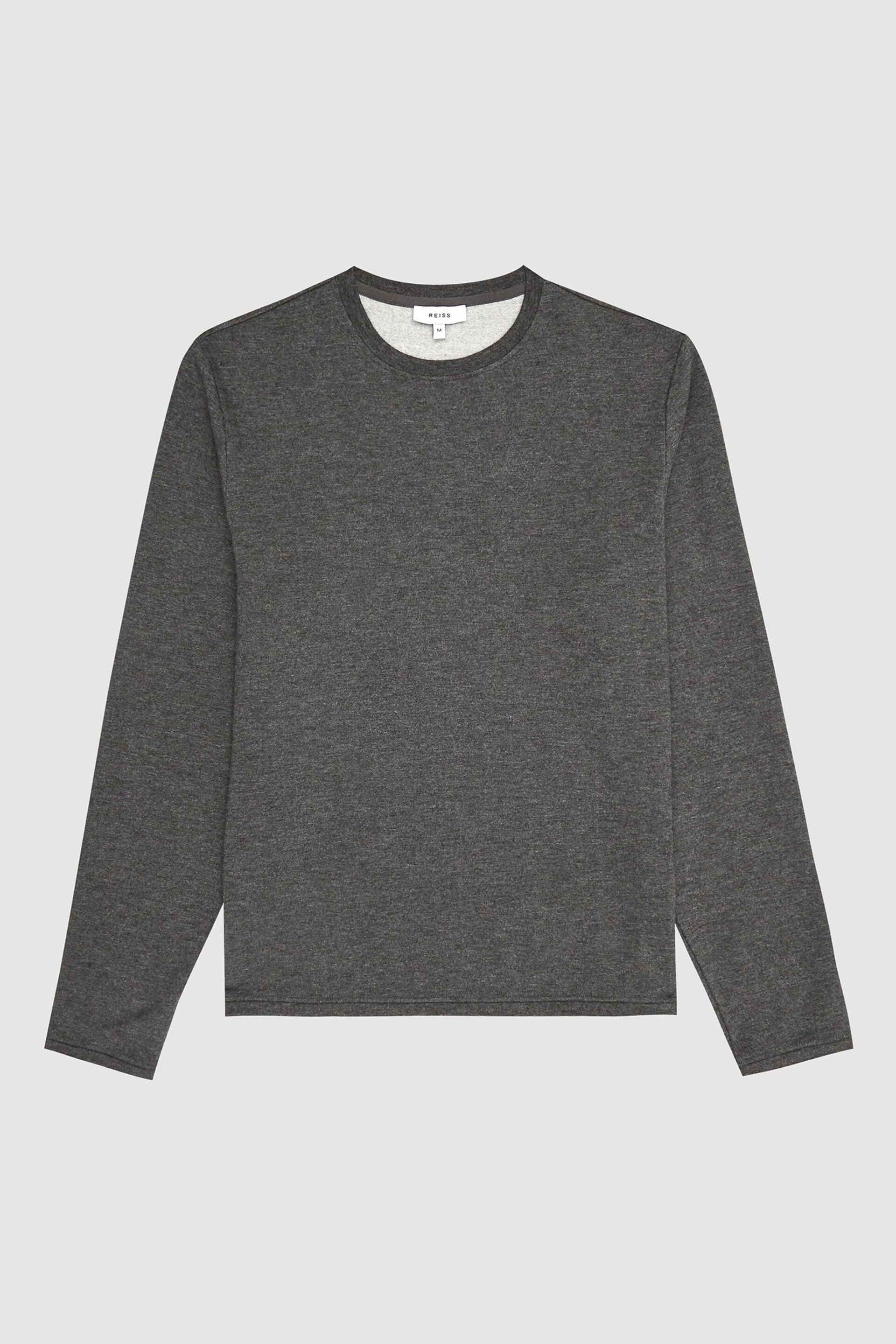 Reiss Grey Adam Melange Crew Neck Long Sleeve T-Shirt - Image 2 of 6