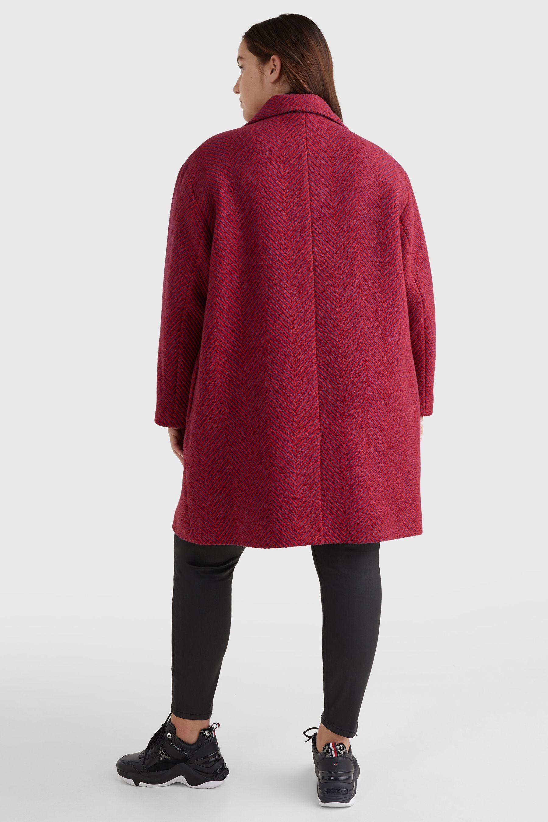 Red herringbone coat on sale