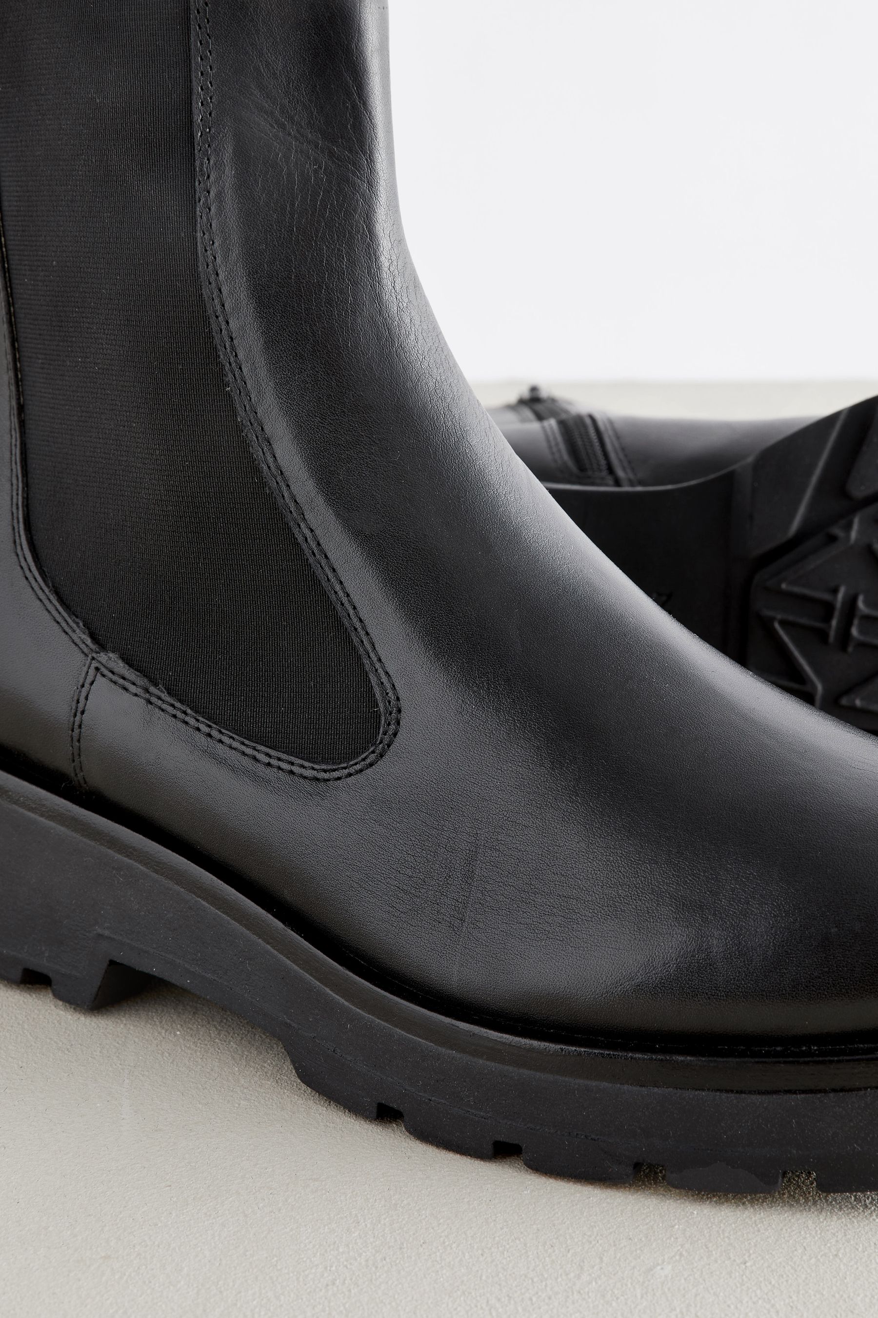 Buy Black Regular Wide Fit Forever Comfort Leather Chunky Sole Chelsea Boots from Next Luxembourg