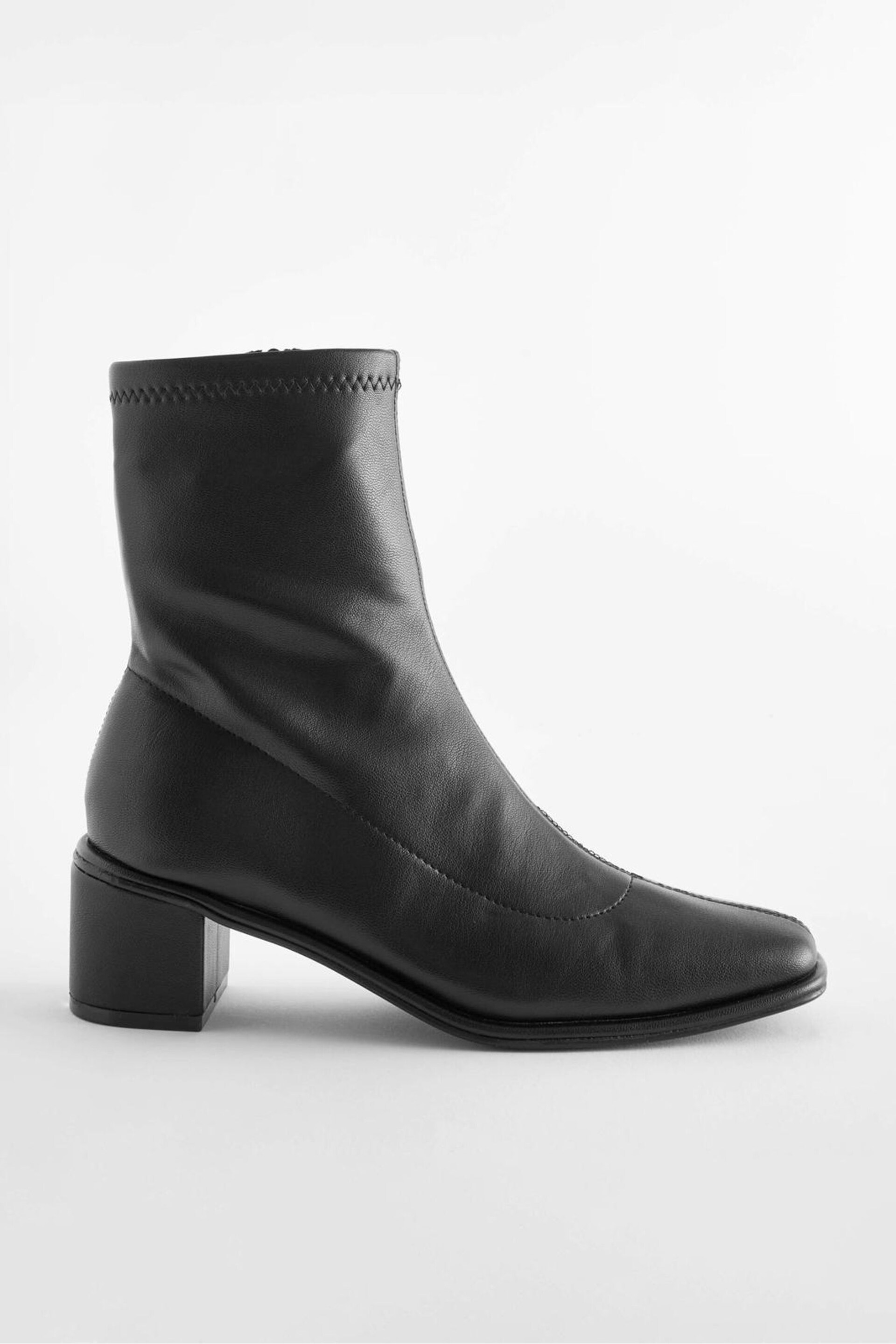Black PU Extra Wide Fit Forever Comfort® Sock Ankle Boots - Image 1 of 5