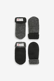 Charcoal Grey 2 Pack Thinsulate™ Mittens (3mths-6yrs) - Image 1 of 3