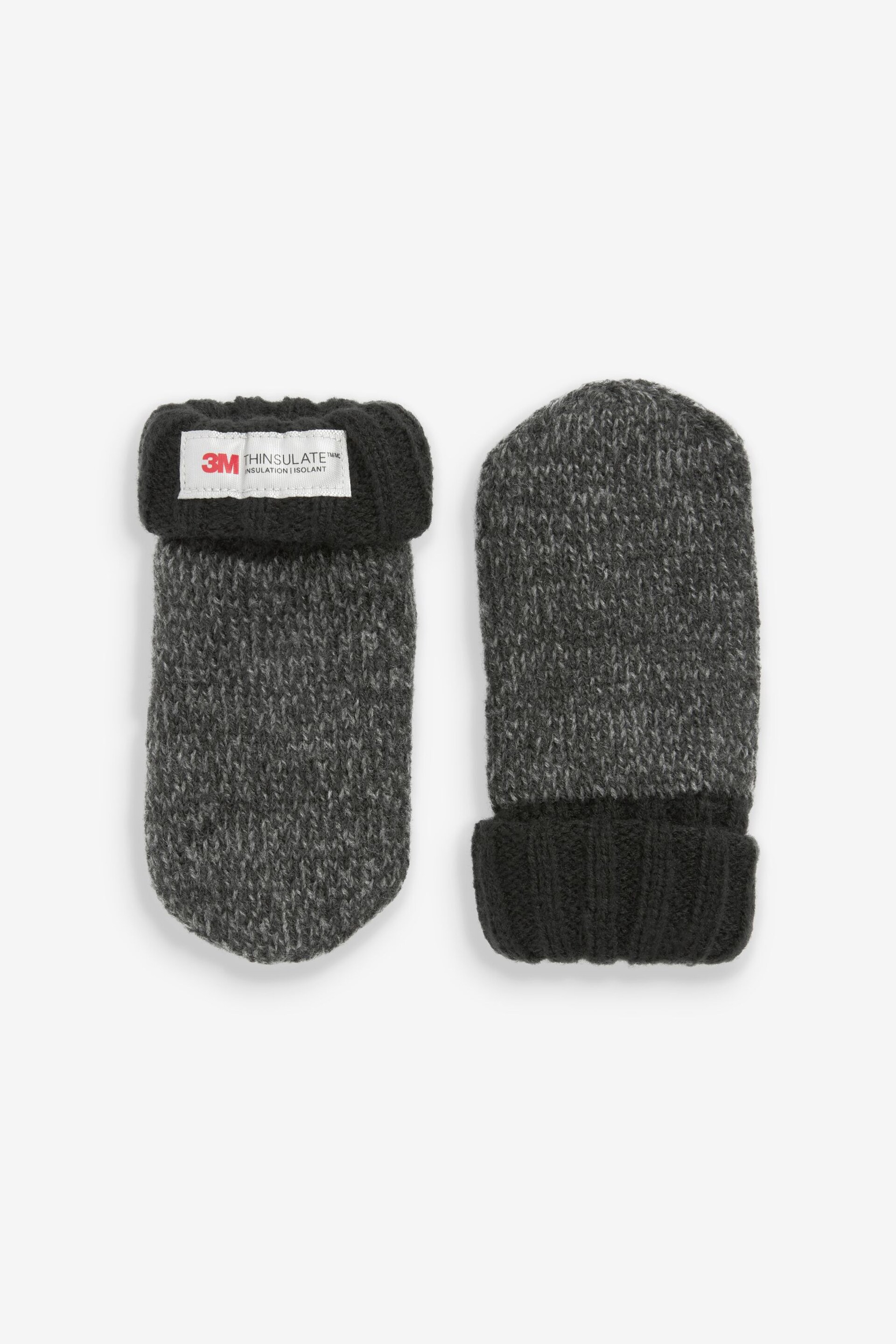 Charcoal Grey 2 Pack Thinsulate™ Mittens (3mths-6yrs) - Image 2 of 3