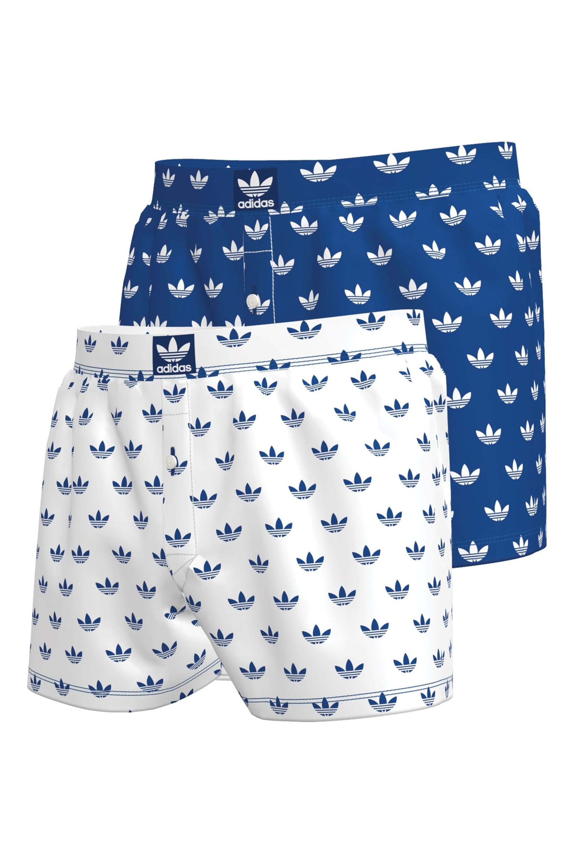 adidas Blue Comfort Core Cotton Icon Boxers 2 Pack - Image 1 of 1