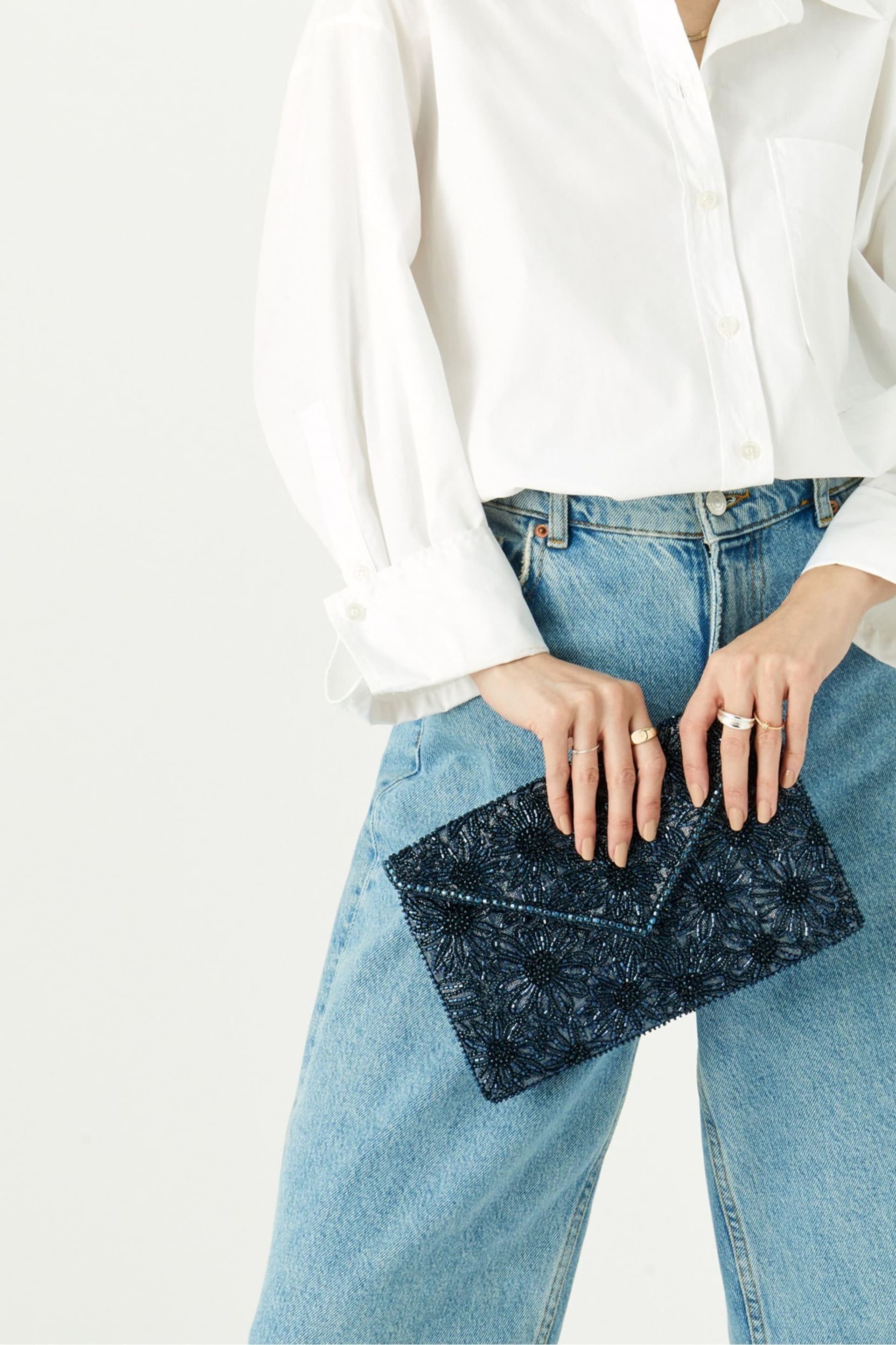 Accessorize Blue Tara Clutch Bag - Image 1 of 3