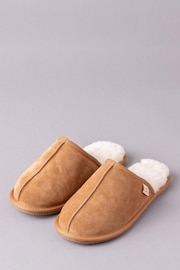 Lakeland Leather Tan Brown Mens Sheepskin Slider Slippers - Image 1 of 3