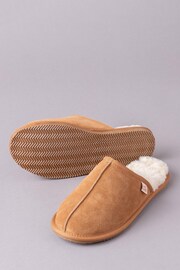 Lakeland Leather Tan Brown Mens Sheepskin Slider Slippers - Image 2 of 3