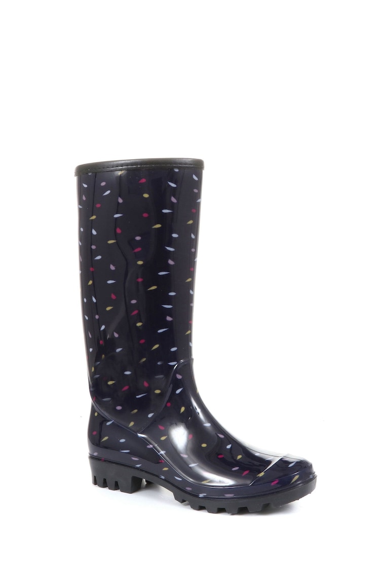 Pavers Ladies Blue Polka Dot Wellington Boots - Image 2 of 5