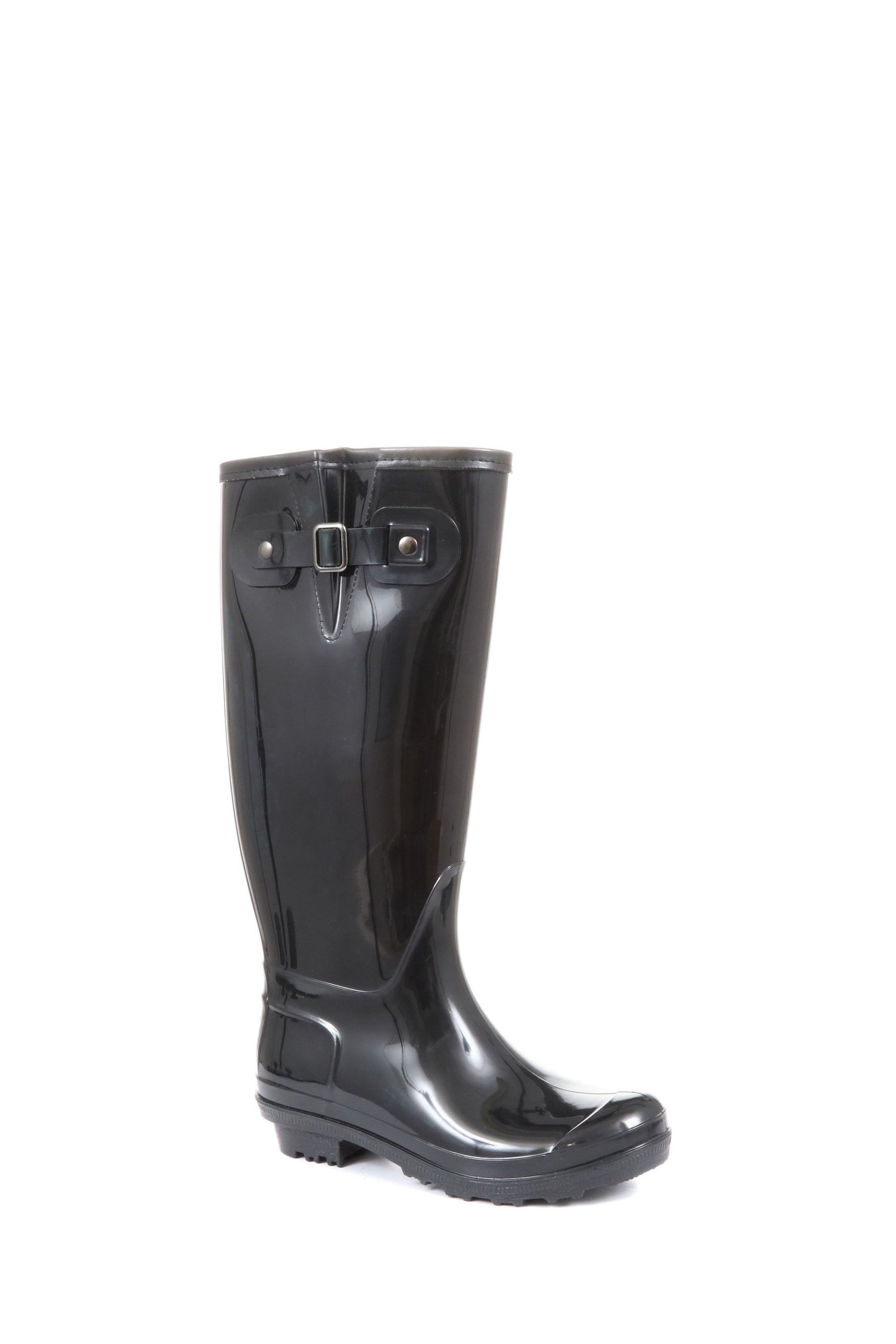 Pavers Ladies Patent Fleece Lined Wellies - Image 3 of 5