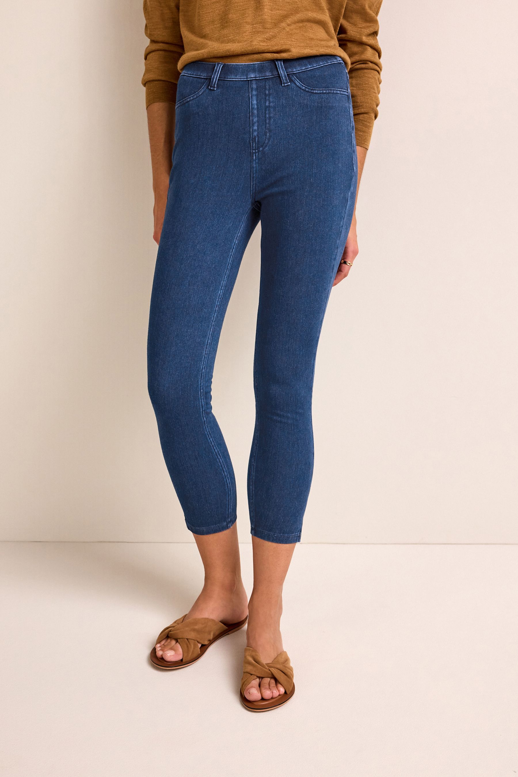 Buy Dark Blue Denim Cropped Denim Jersey Capri Leggings from Next Luxembourg