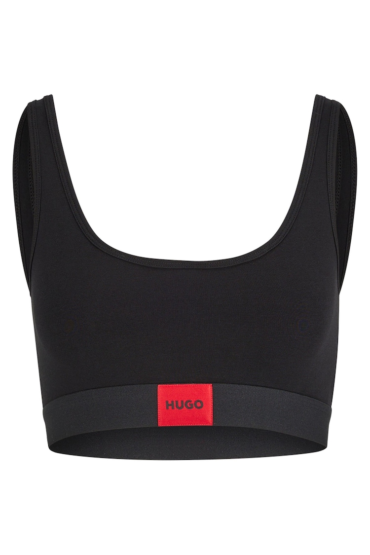 HUGO Black Stretch Cotton Box Logo Bralette - Image 5 of 5