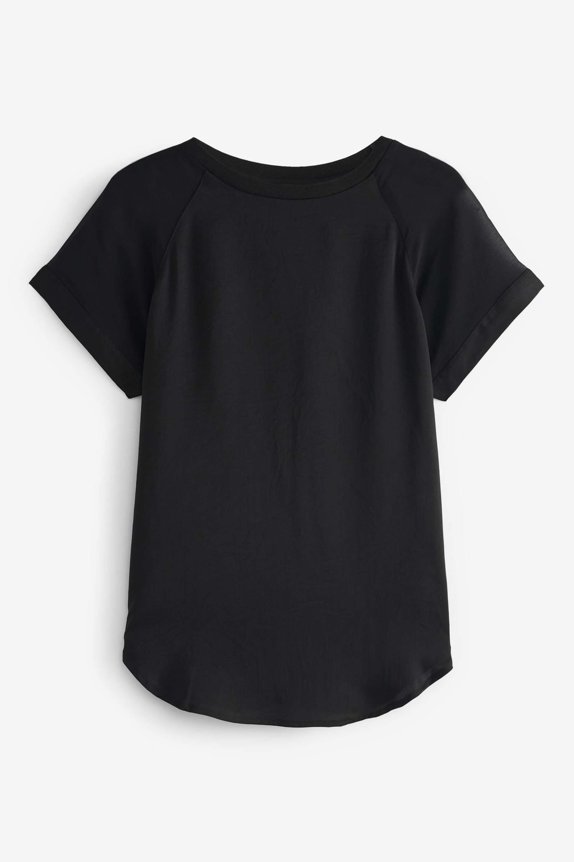 Black Woven Mix Short Sleeve Raglan T-Shirt - Image 6 of 6