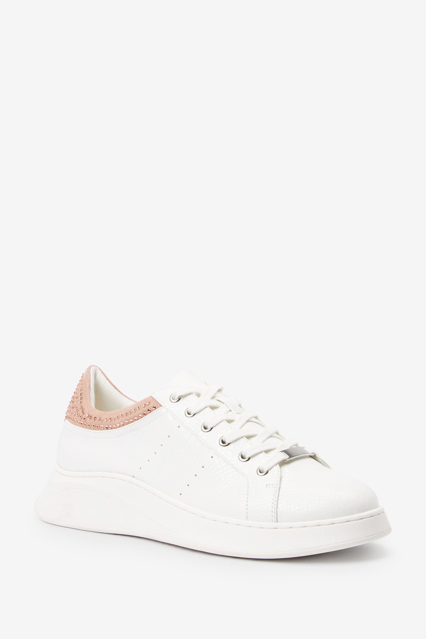 White trainers with pink back on sale