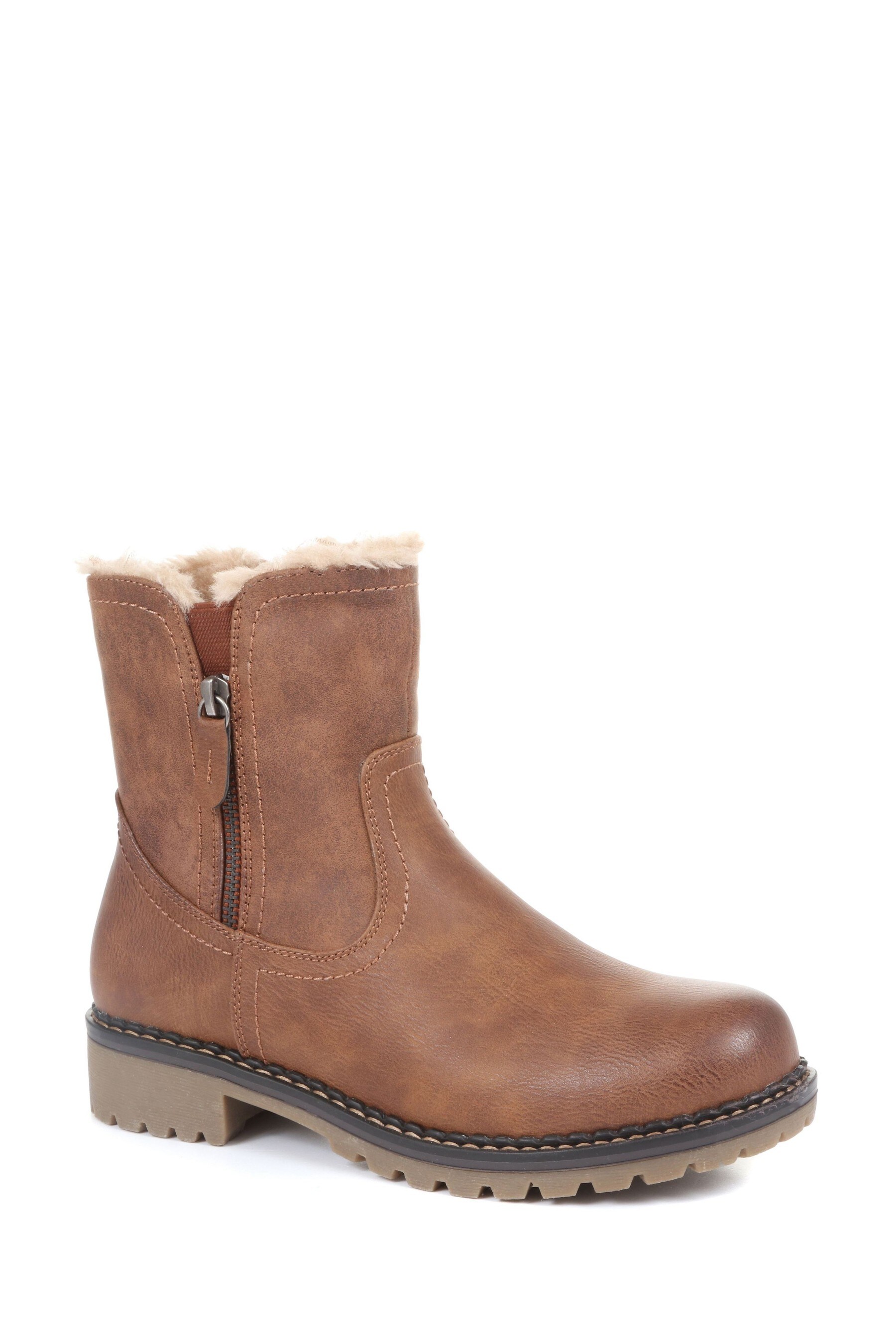 Buy Pavers Tan Brown Faux Fur Lined Boots from Next Luxembourg