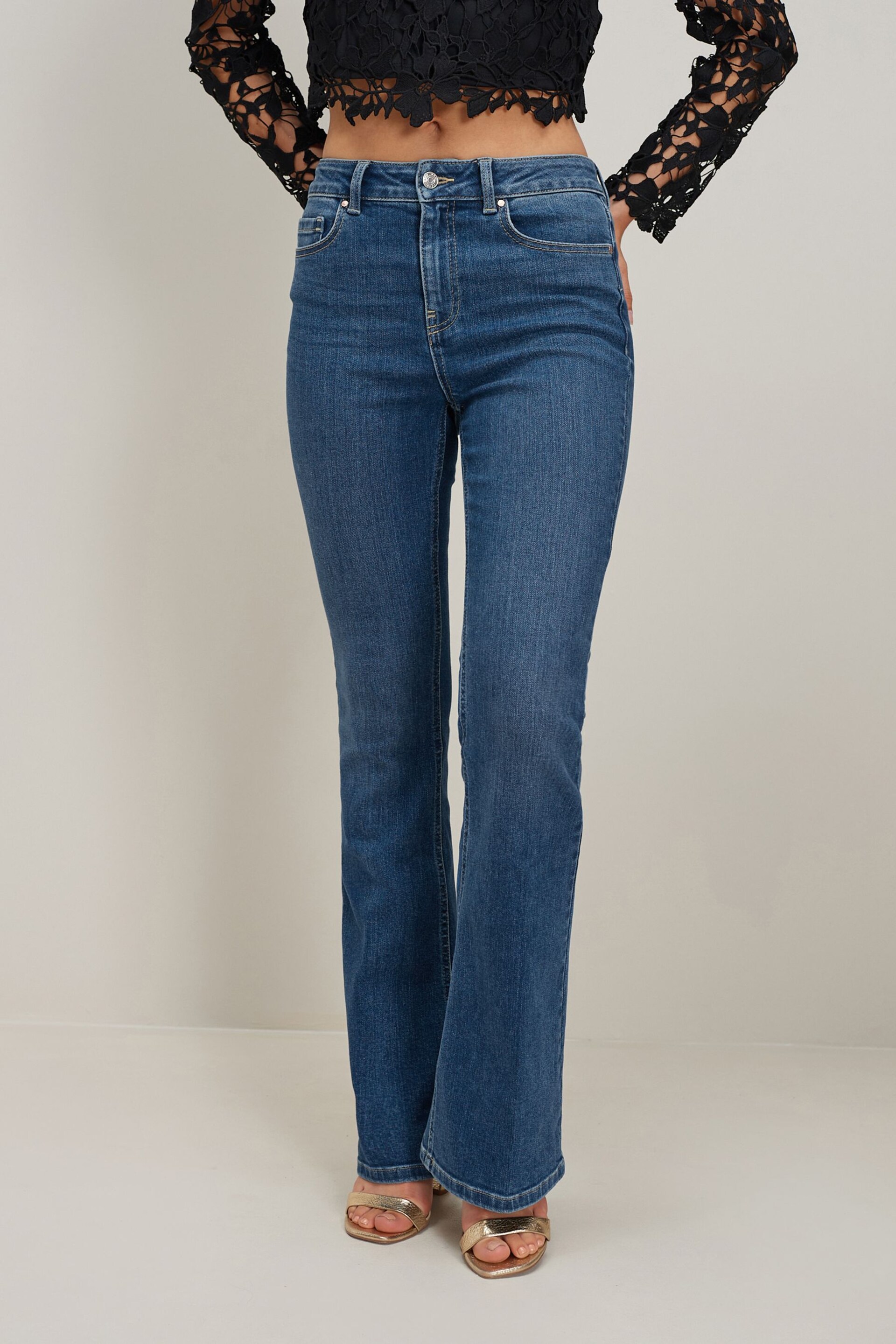 Blue Stretch Flare Jeans - Image 1 of 5