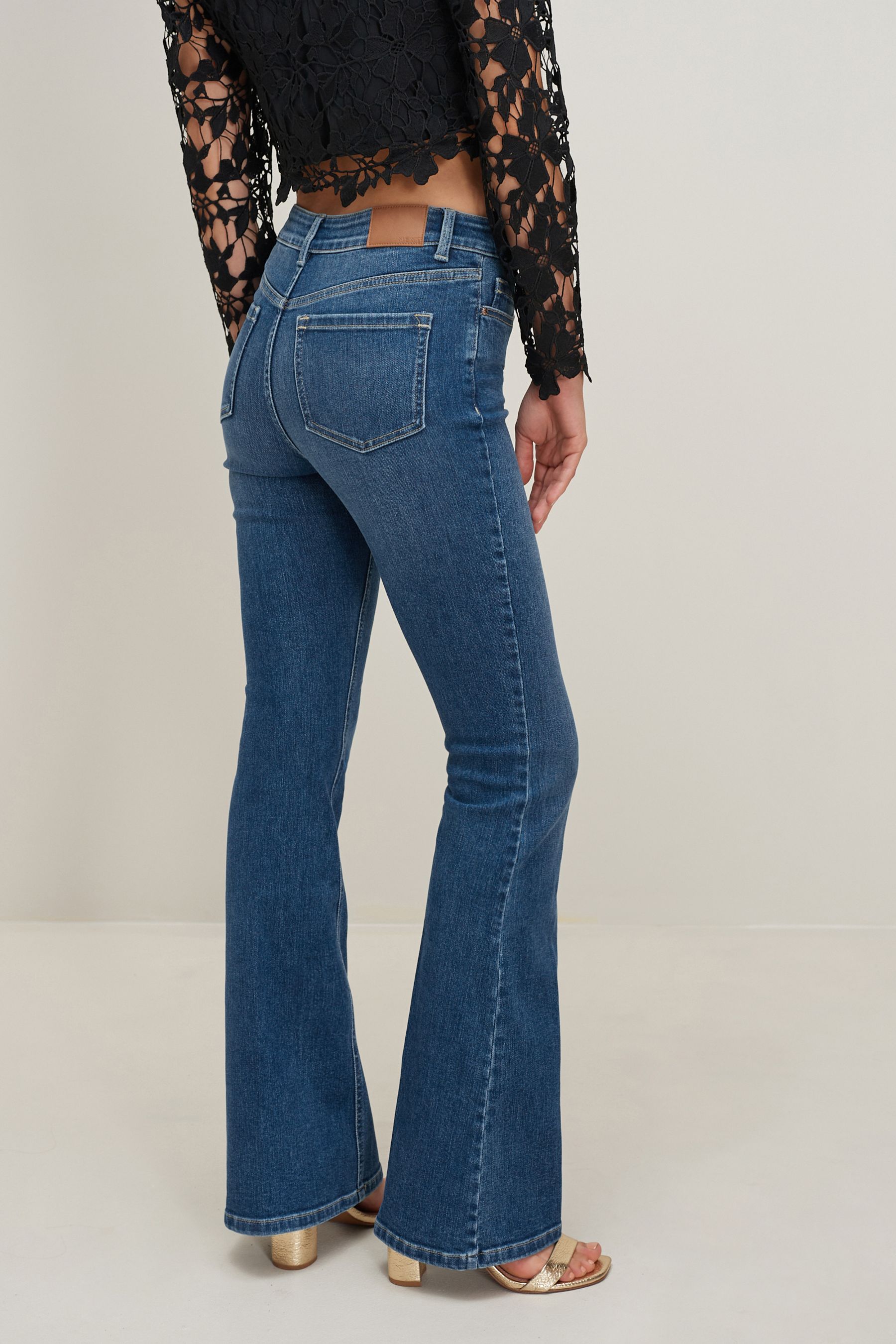 Buy Blue Stretch Flare Jeans from Next Luxembourg