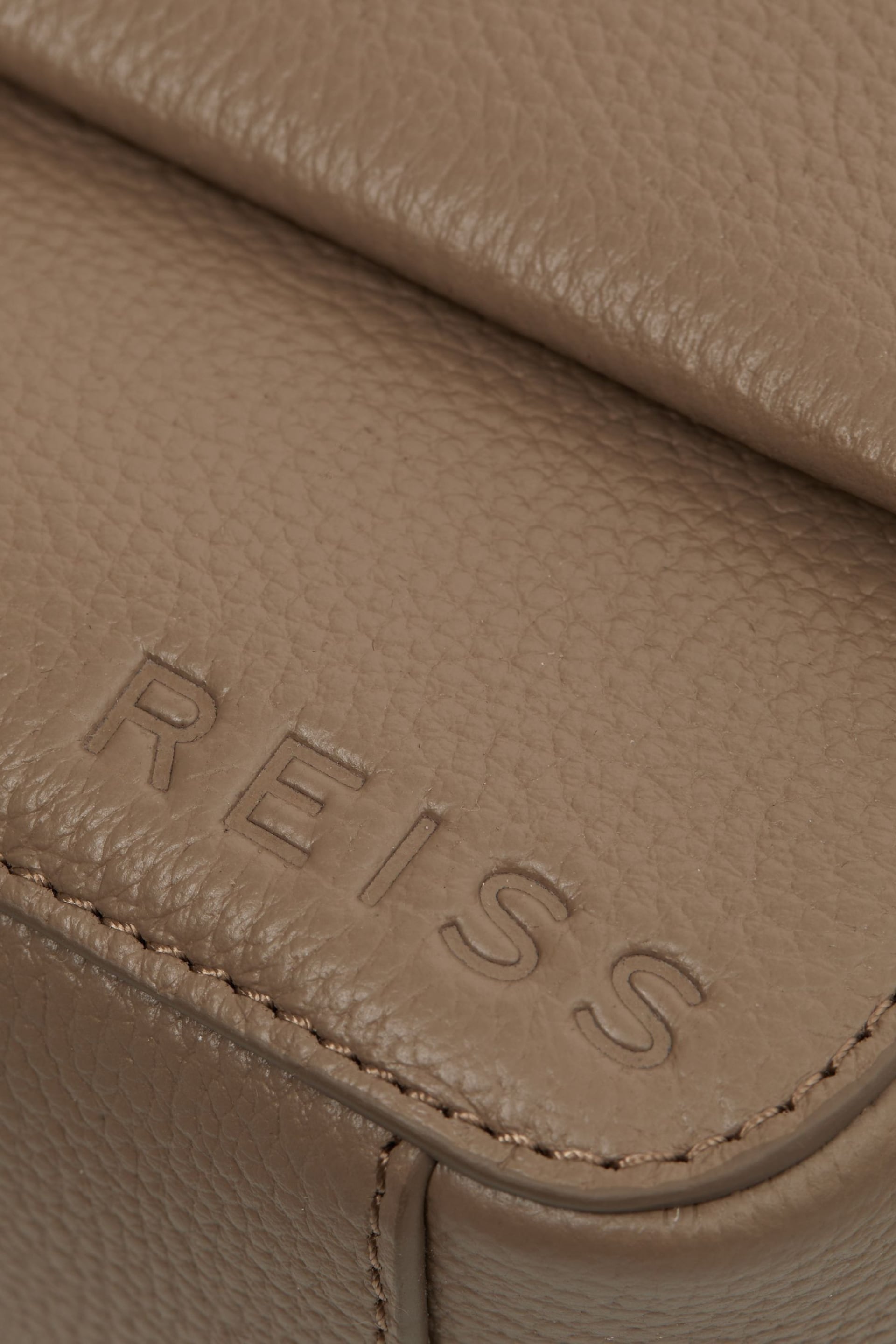 Reiss Taupe Clea Leather Crossbody Bag - Image 6 of 7