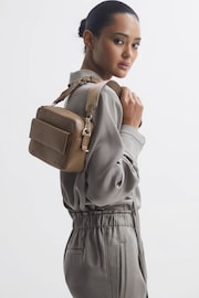 Reiss Taupe Clea Leather Crossbody Bag - Image 8 of 8