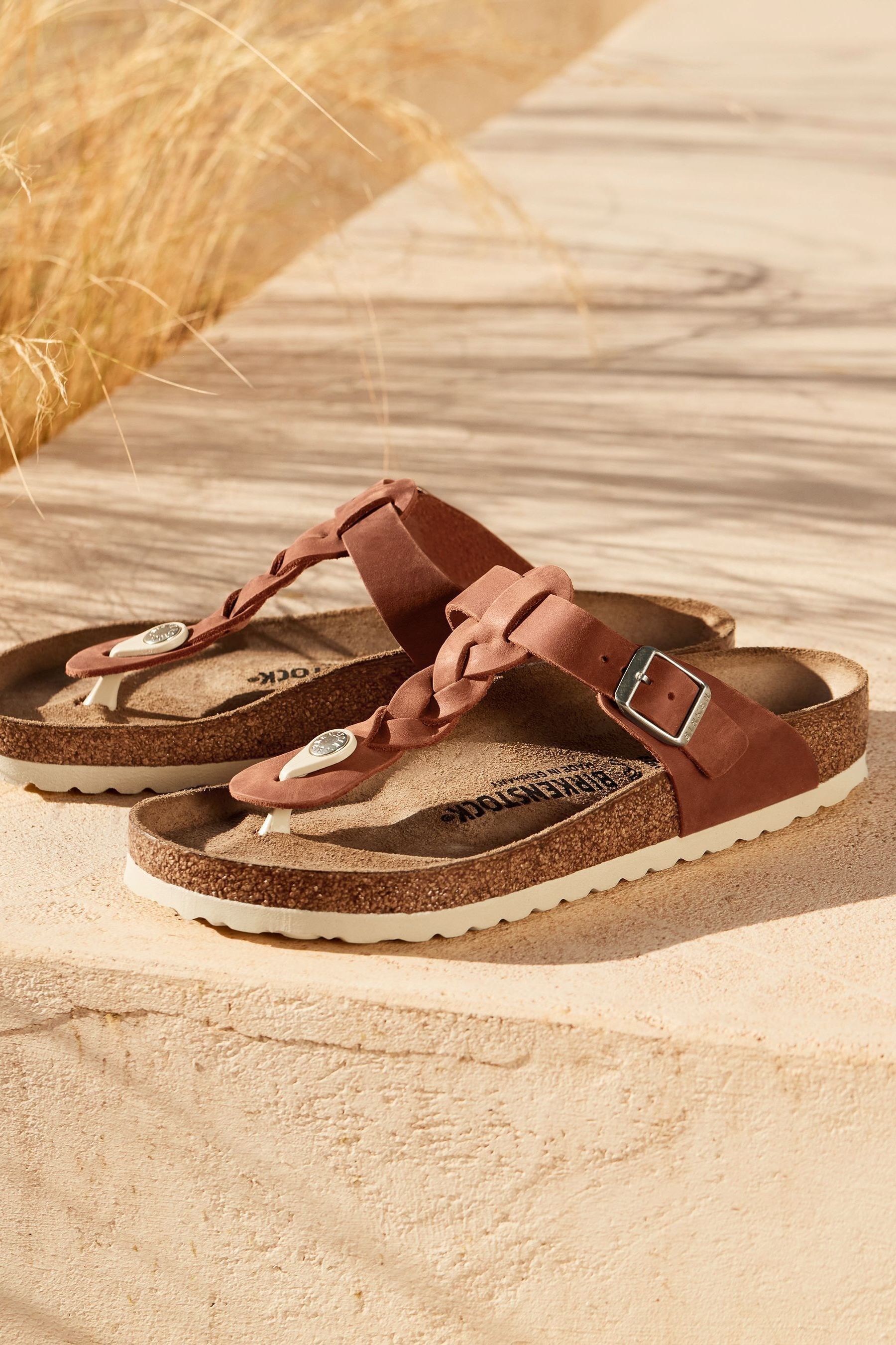 Buy Birkenstock Brown Gizeh Braided Oiled Leather Sandals from Next Ukraine
