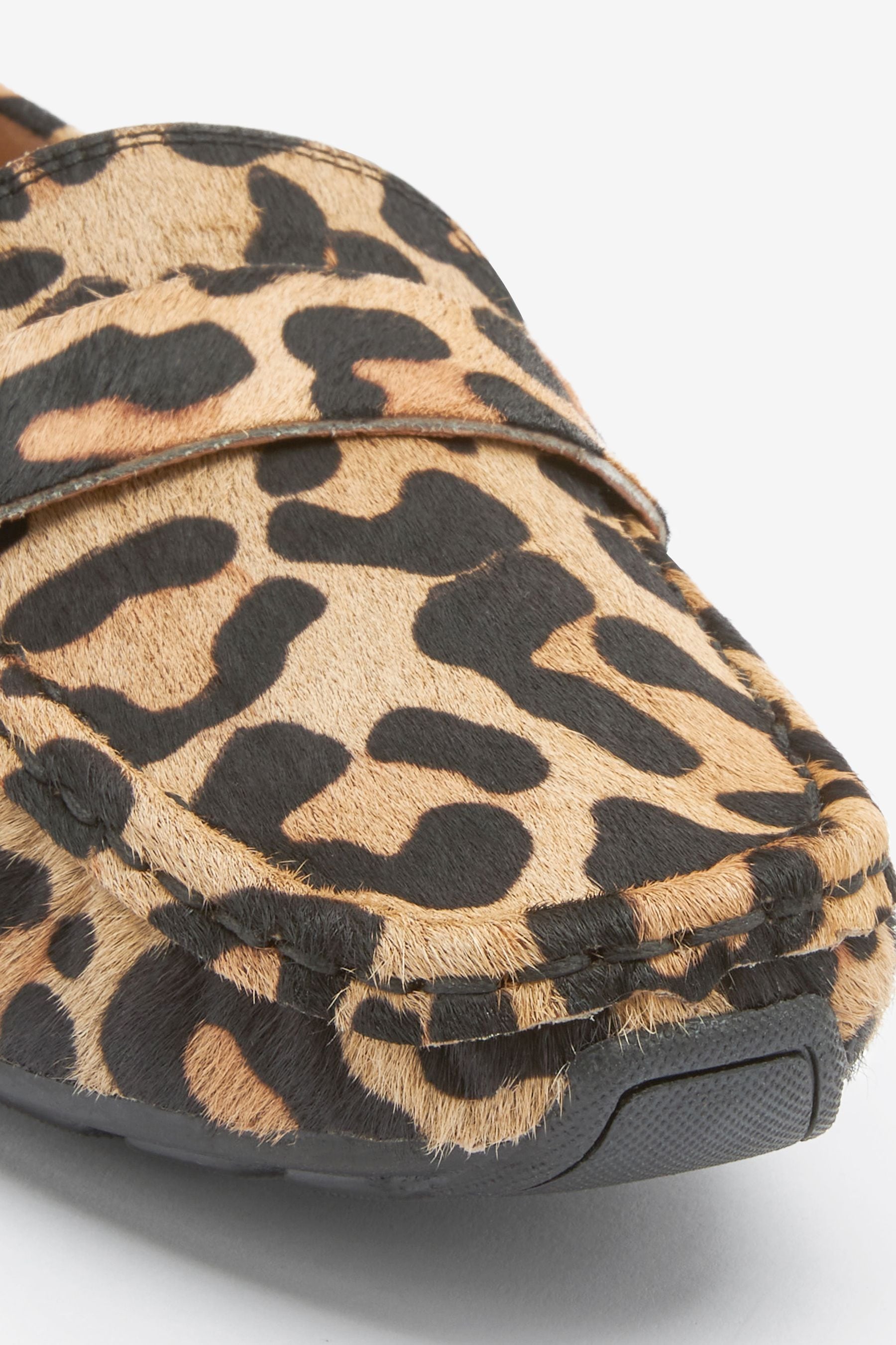 Wide fit leopard print loafers sale