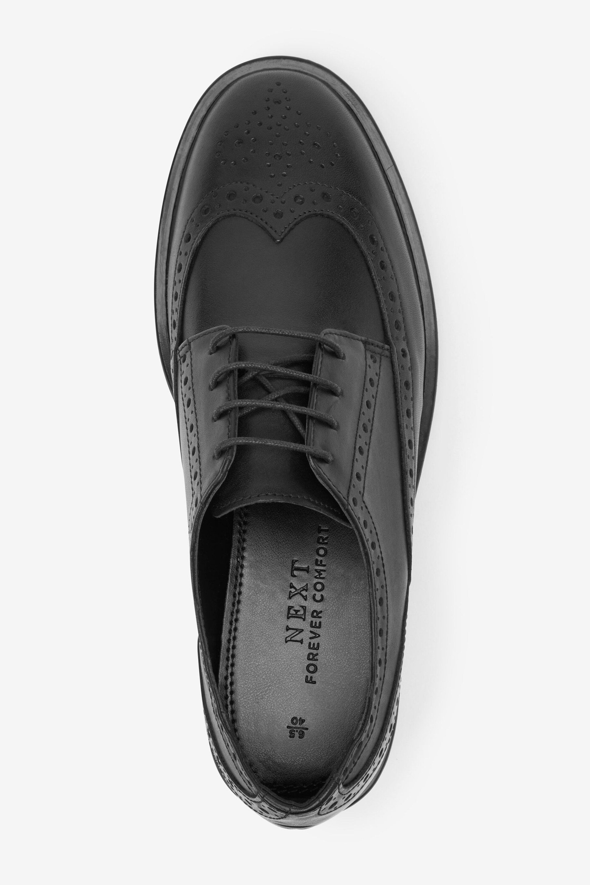 Black Forever Comfort® Leather Brogue Chunky Lace Up Shoes - Image 7 of 9