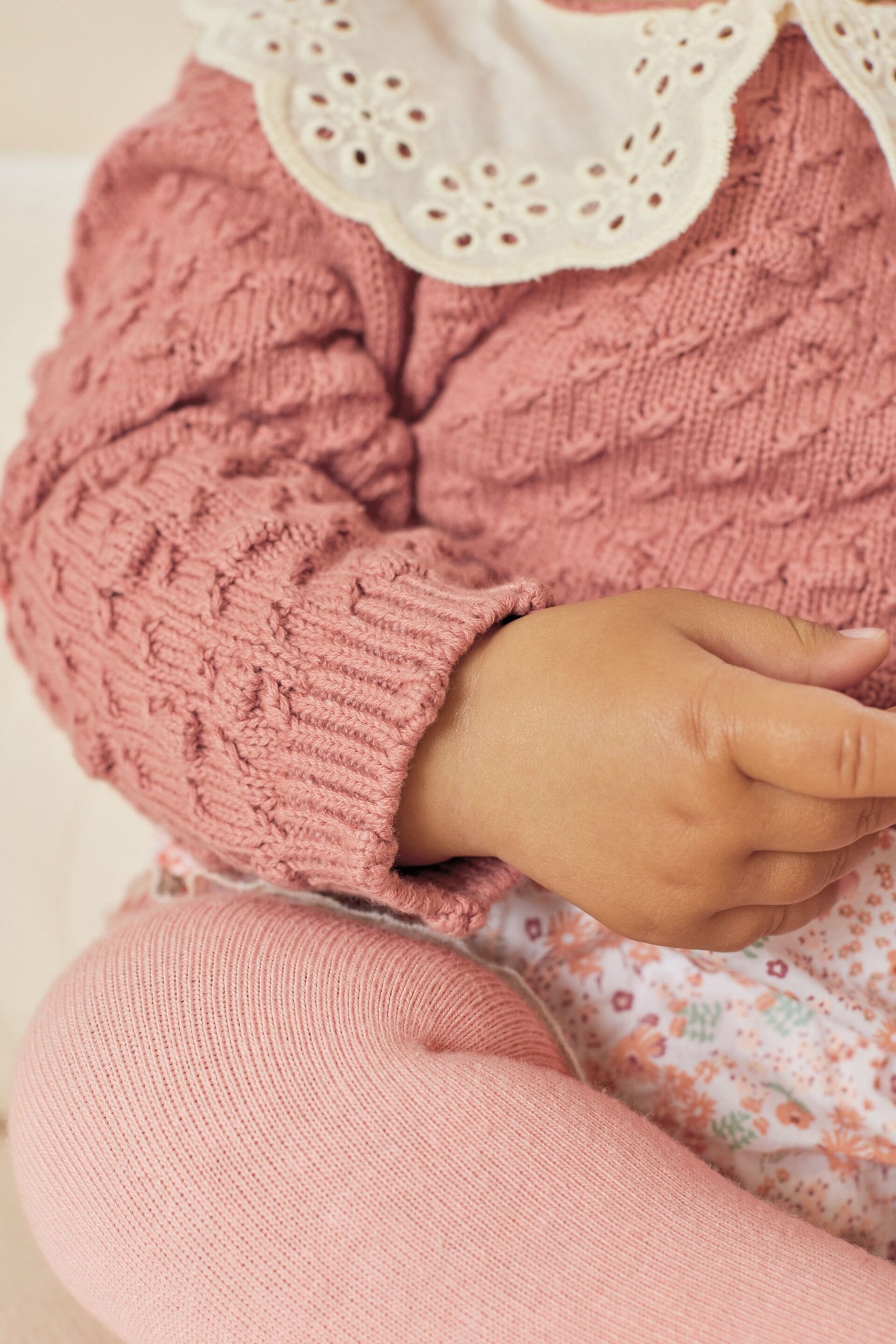 Pink Floral Baby Jumper, Knicker & Tights 3 Piece Set (0mths-2yrs) - Image 3 of 8