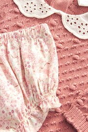 Pink Floral Baby Jumper, Knicker & Tights 3 Piece Set (0mths-2yrs) - Image 8 of 8