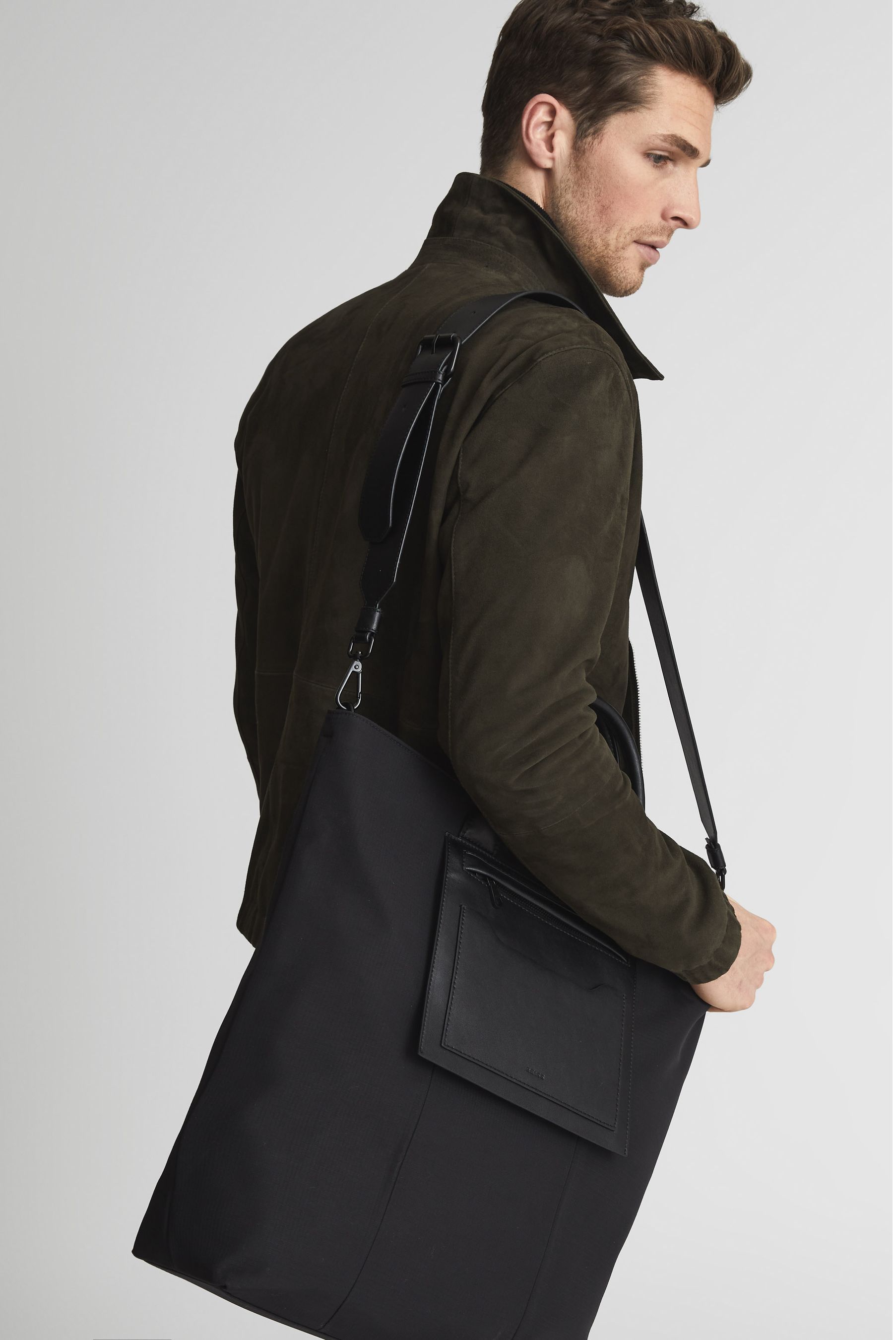 Buy Reiss Black Bellingham North South Ripstop Nylon Tote Bag from Next Australia