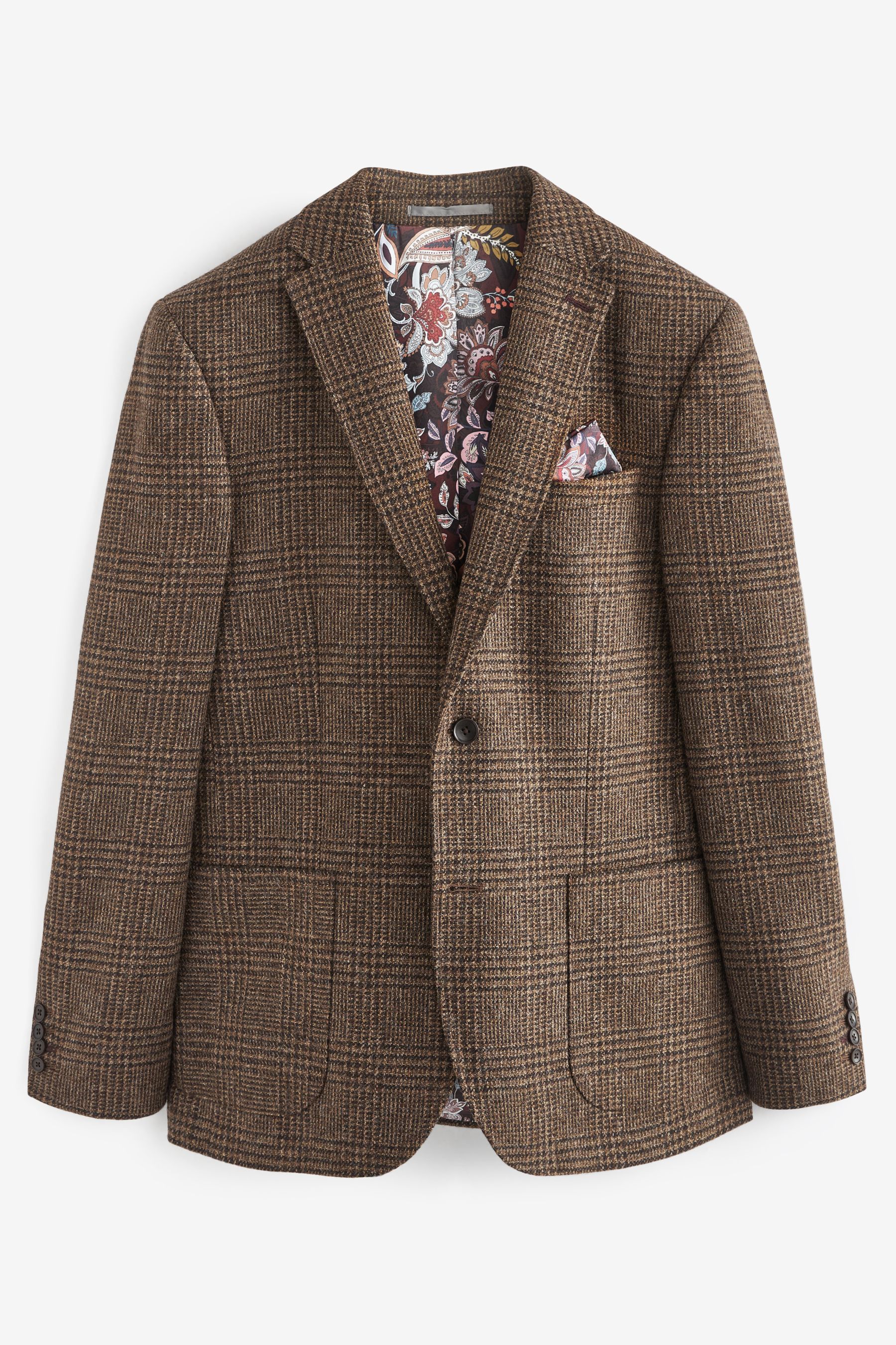 Buy Brown Check Signature Moons British Wool Rich Blazer from Next Luxembourg