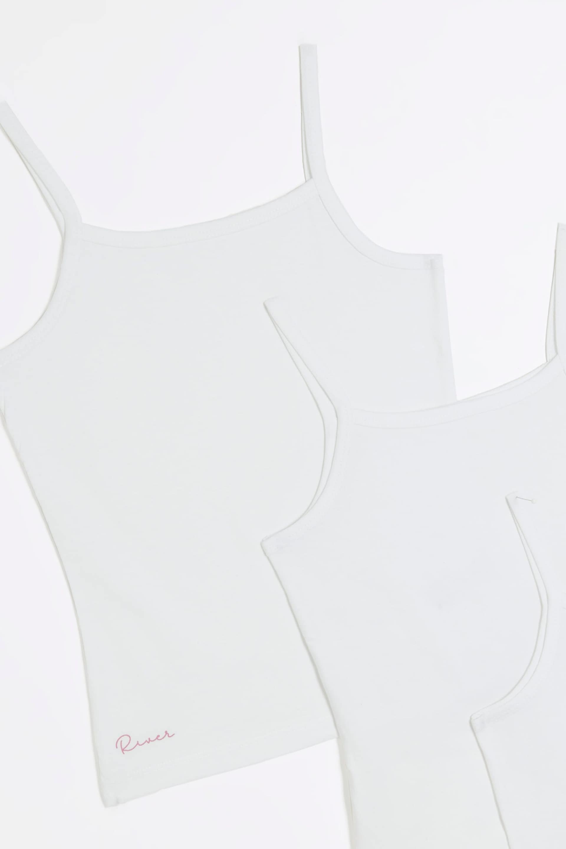 River Island White Print Girls Vest 3 Pack - Image 3 of 4