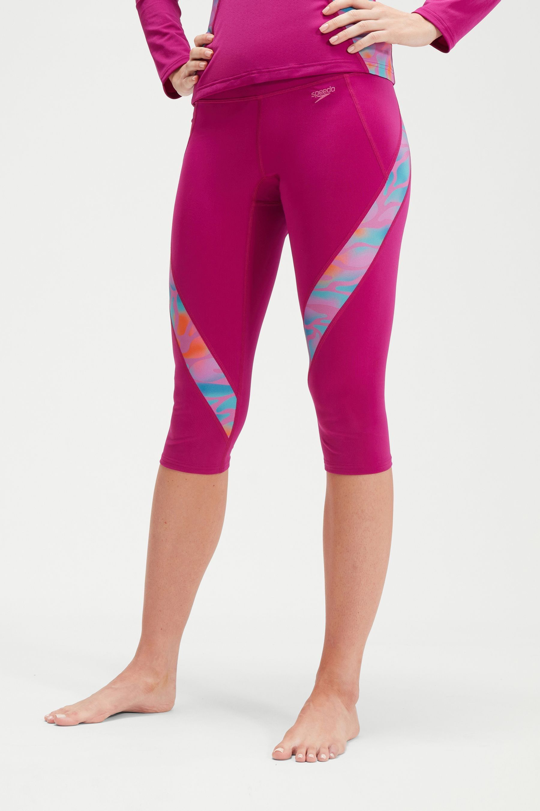 Buy Speedo Womens Pink Printed Panel 3 4 Swim Shorts from Next Luxembourg