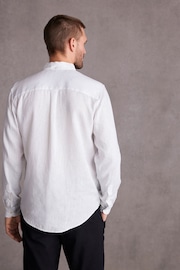 White Standard Collar Signature 100% Linen Long Sleeve Shirt - Image 3 of 9