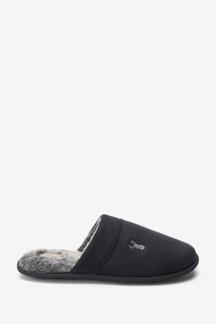 Black Stag Faux Fur Lined Mule Slippers - Image 2 of 5