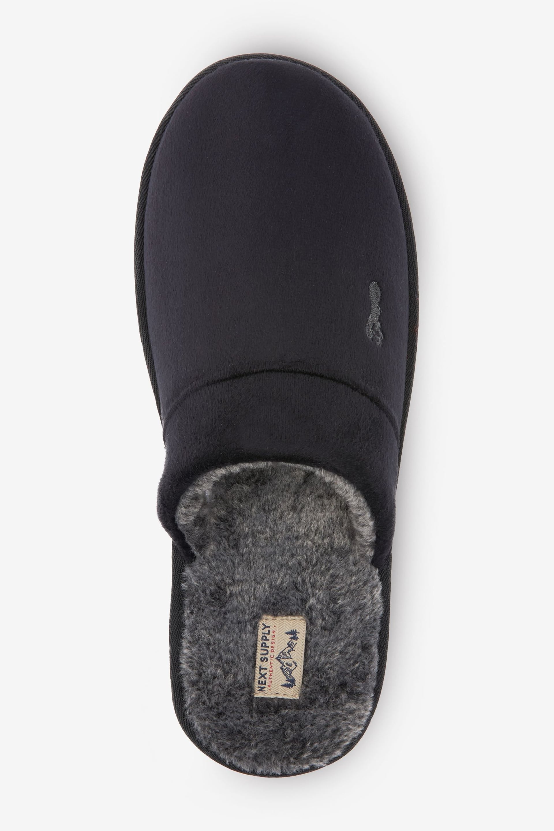 Black Stag Faux Fur Lined Mule Slippers - Image 4 of 5