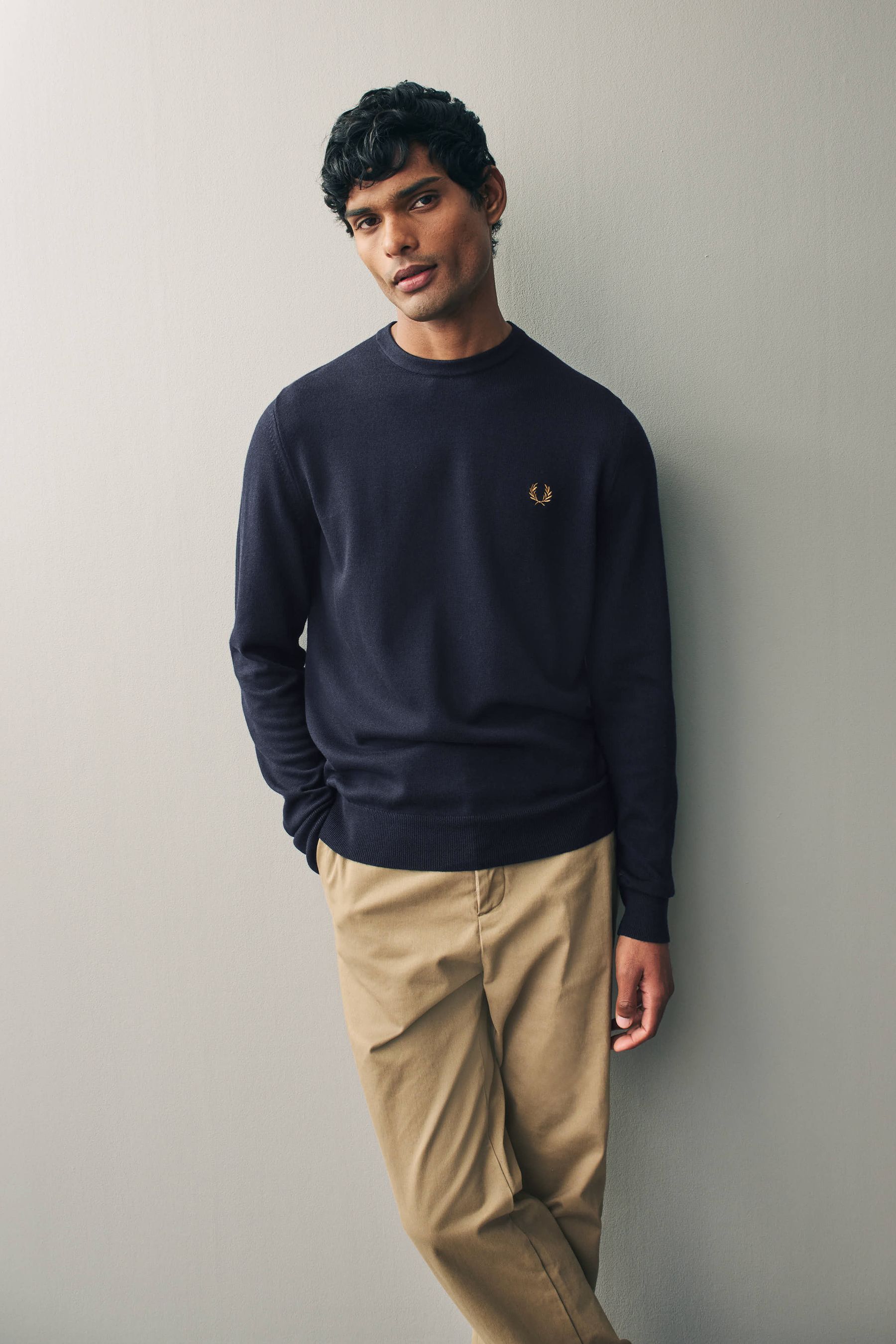 Fred perry ribbed crew neck jumper sale