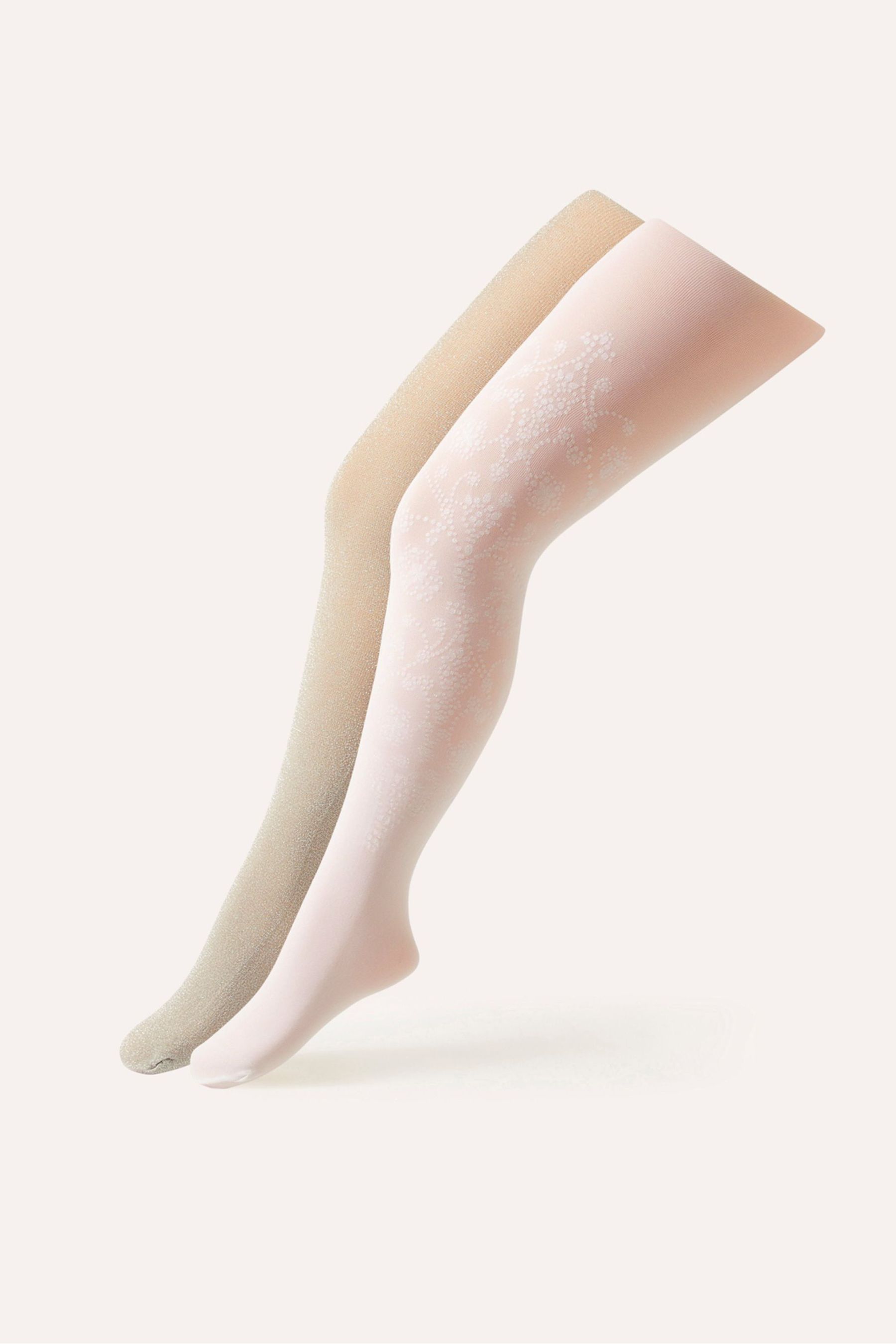 Buy Monsoon Silver Glitter Baroque Sparkle Tights 2 Pack from Next Luxembourg