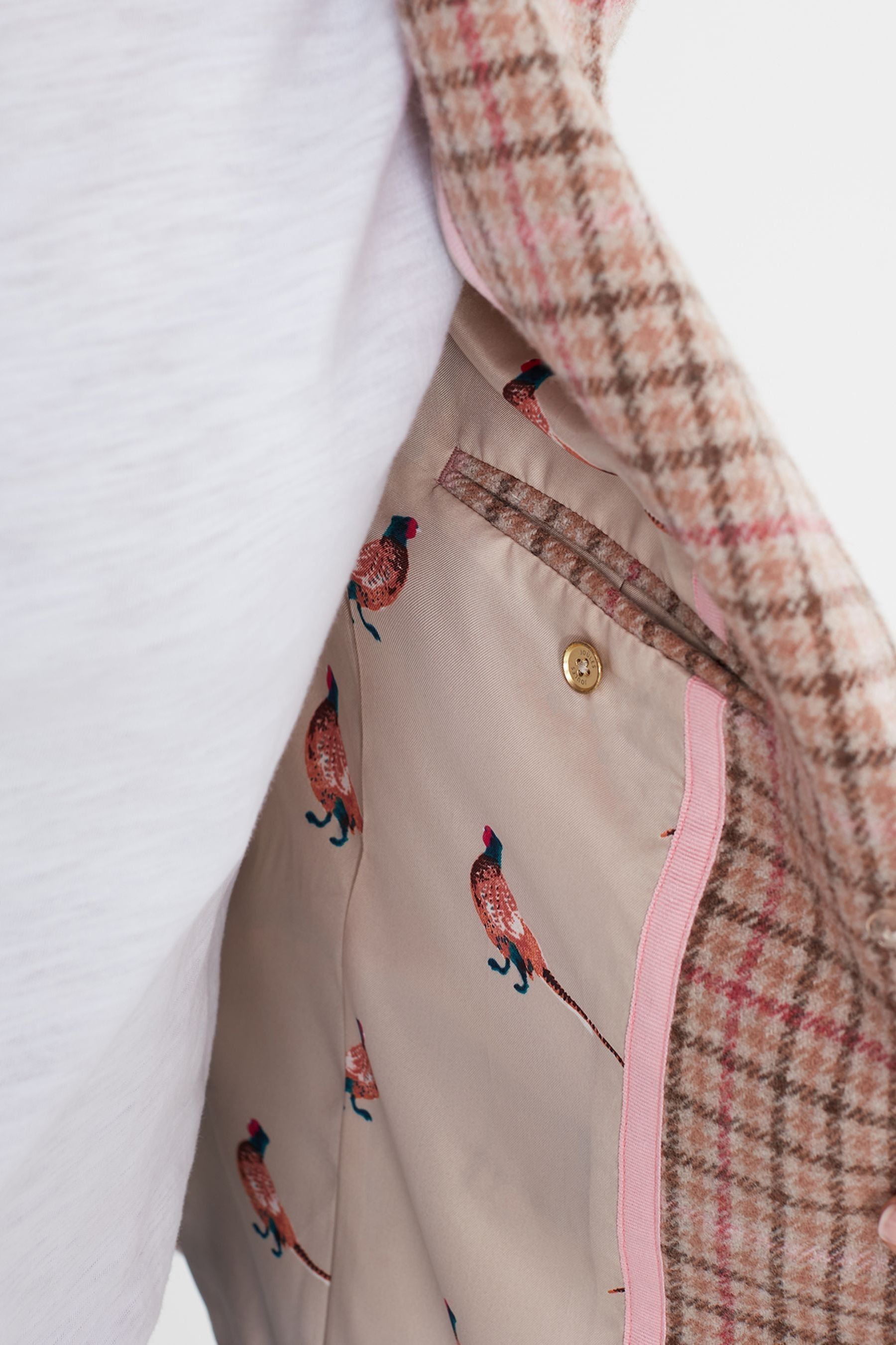 Joules pink tweed coat deals