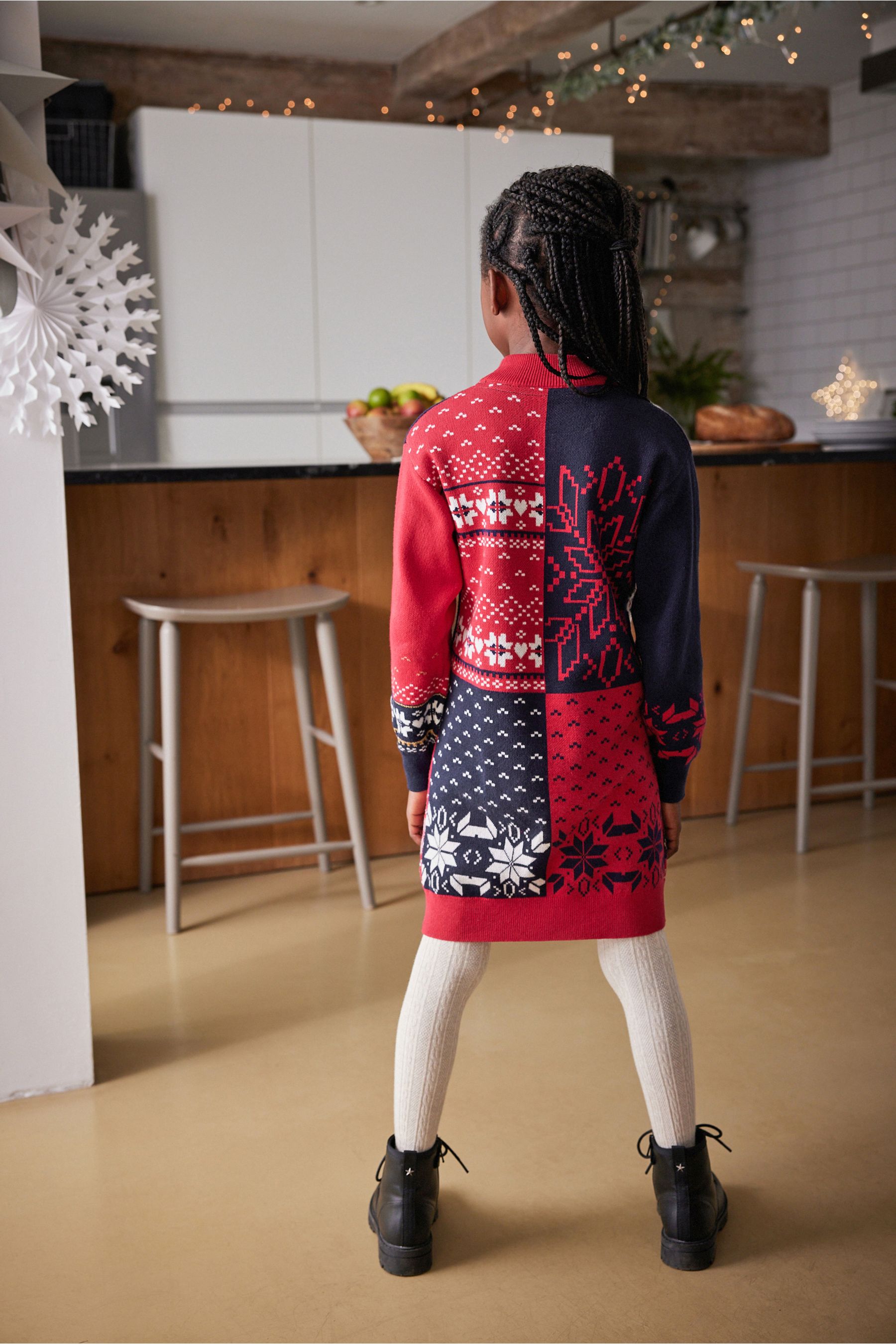 Buy Red Navy Blue Kids Matching Family Patchwork Christmas Jumper Dress 3 16yrs from Next Luxembourg