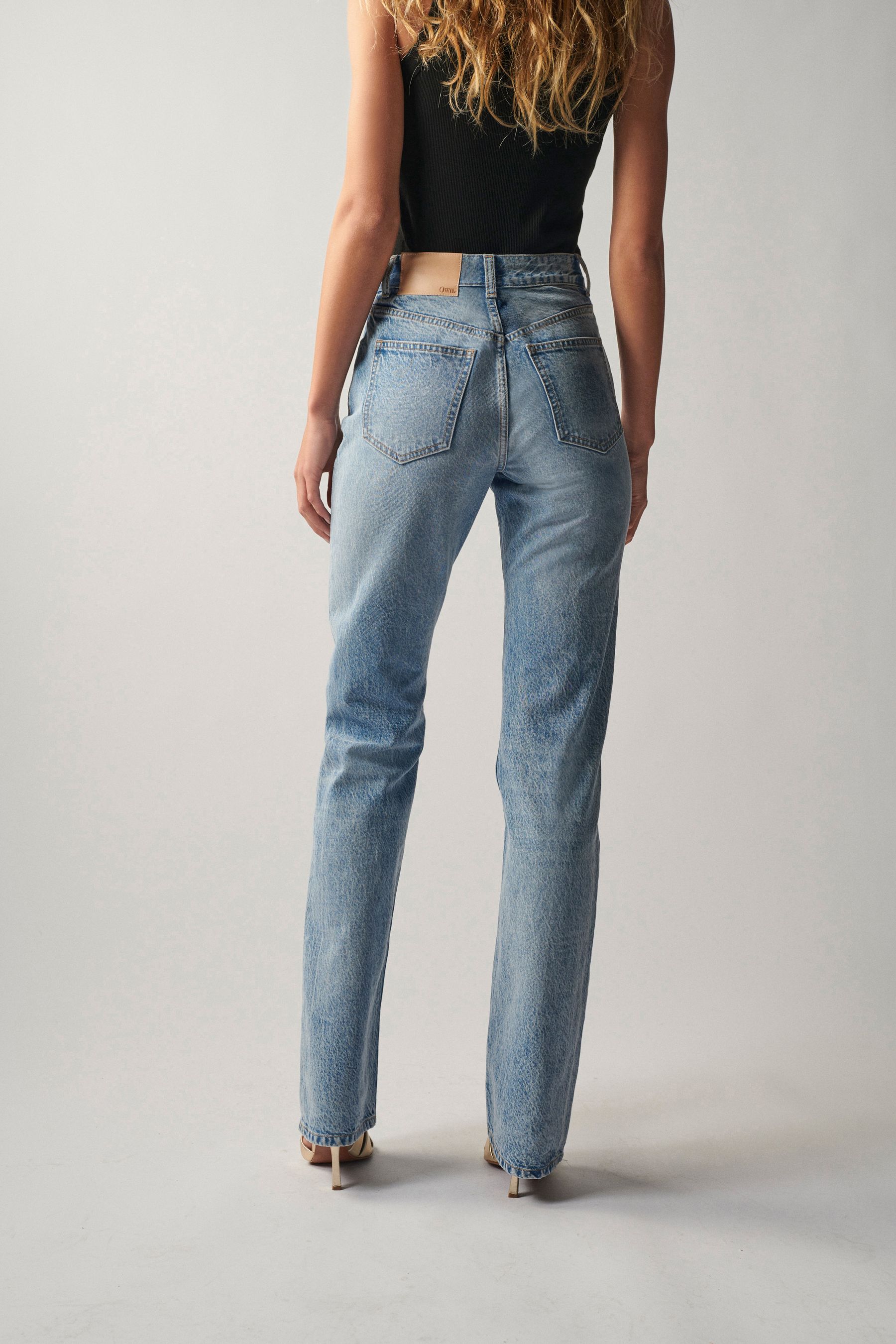 Buy Own. Mid Blue Low Rise Flared Jeans from Next Luxembourg