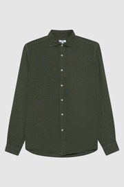 Reiss Olive Ruban Linen Button-Through Shirt - Image 2 of 2