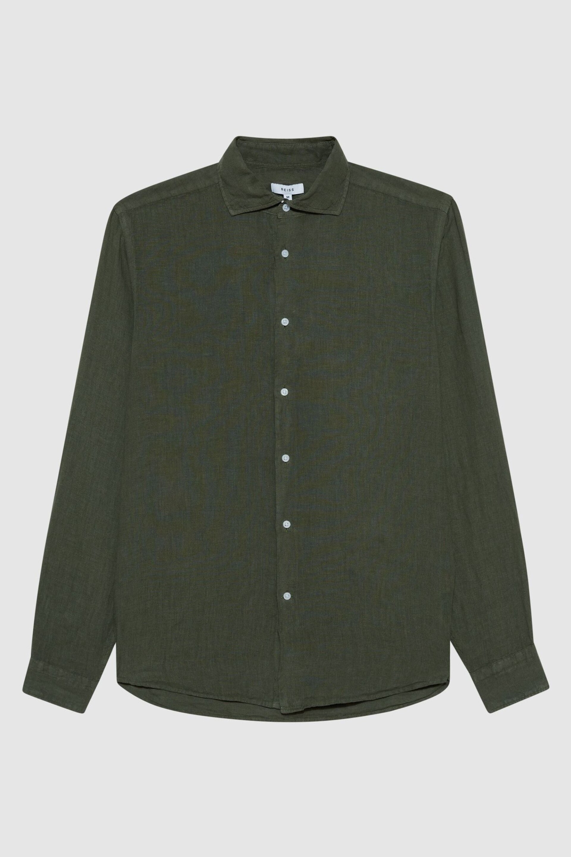 Reiss Olive Ruban Linen Button-Through Shirt - Image 2 of 2